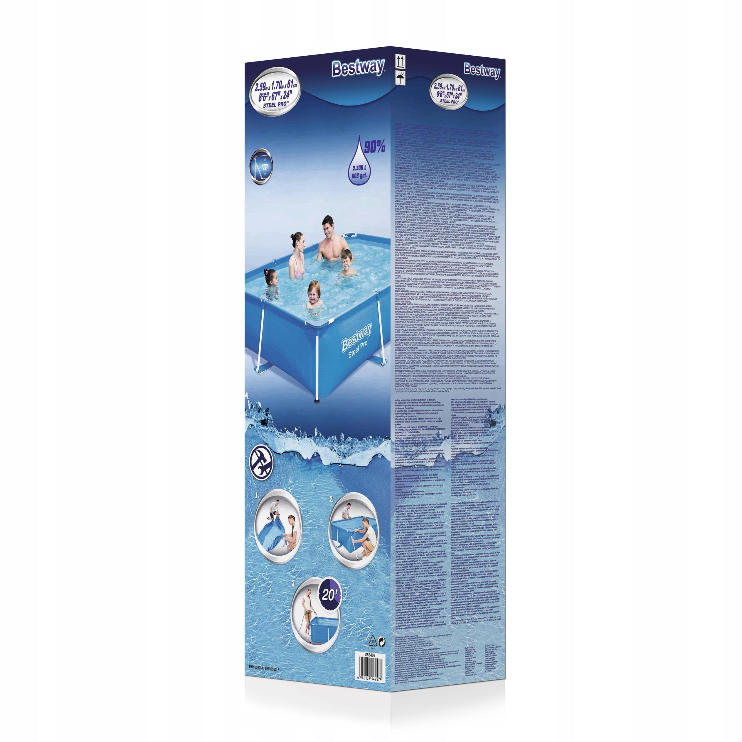 Rectangular frame pool Bestway Steel Pro 56403 259x170x61 cm Manufacturer code 56403N