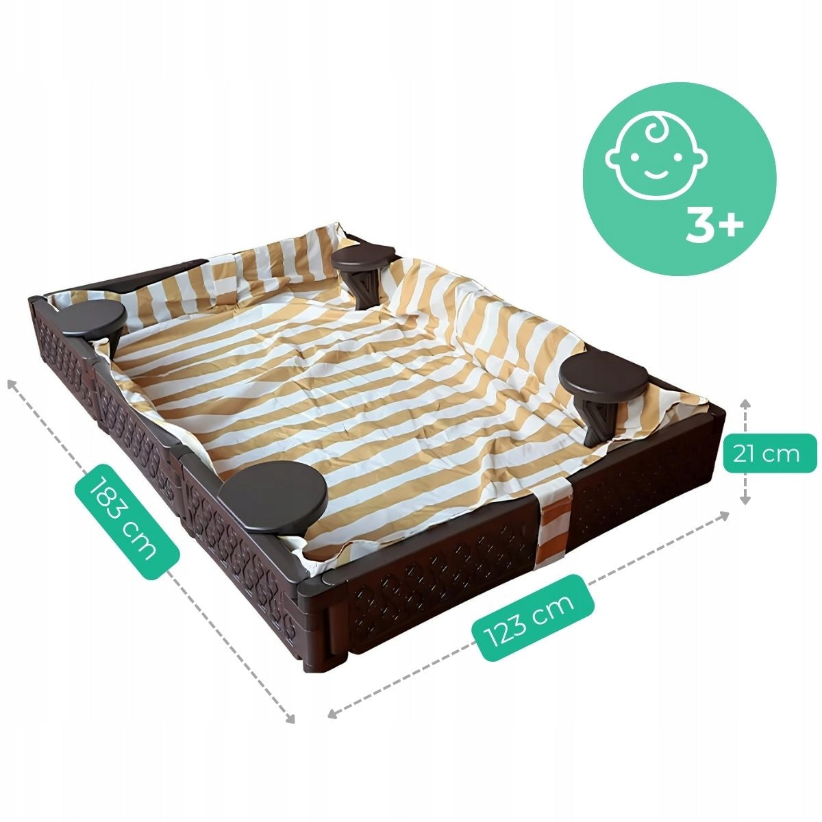 Rectangular plastic sandbox for children for garden Kid's age 3＋ years