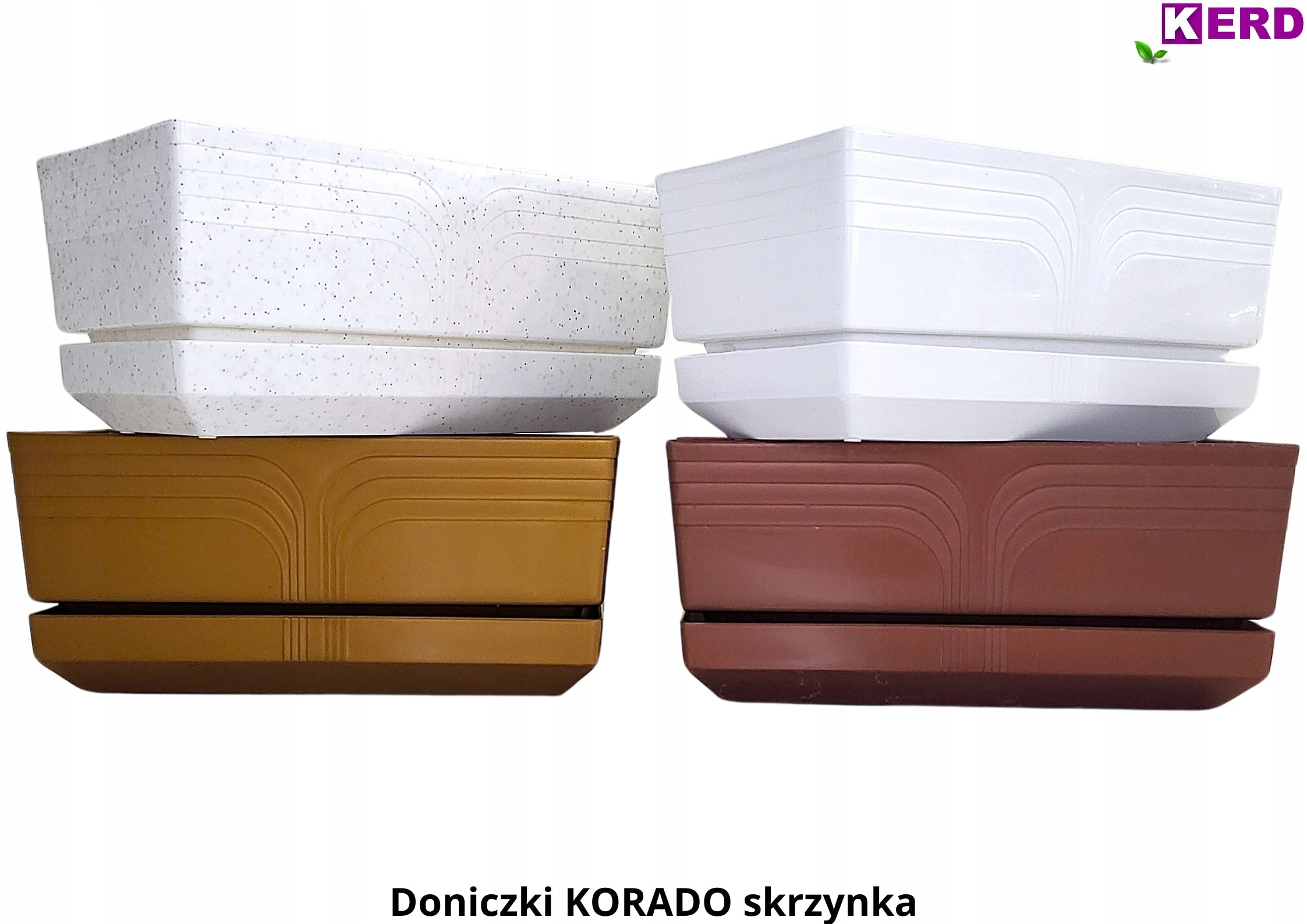 Rectangular pot BOX with stand gold 22 x 11 KORADO plastic EAN (GTIN) 5906667004243