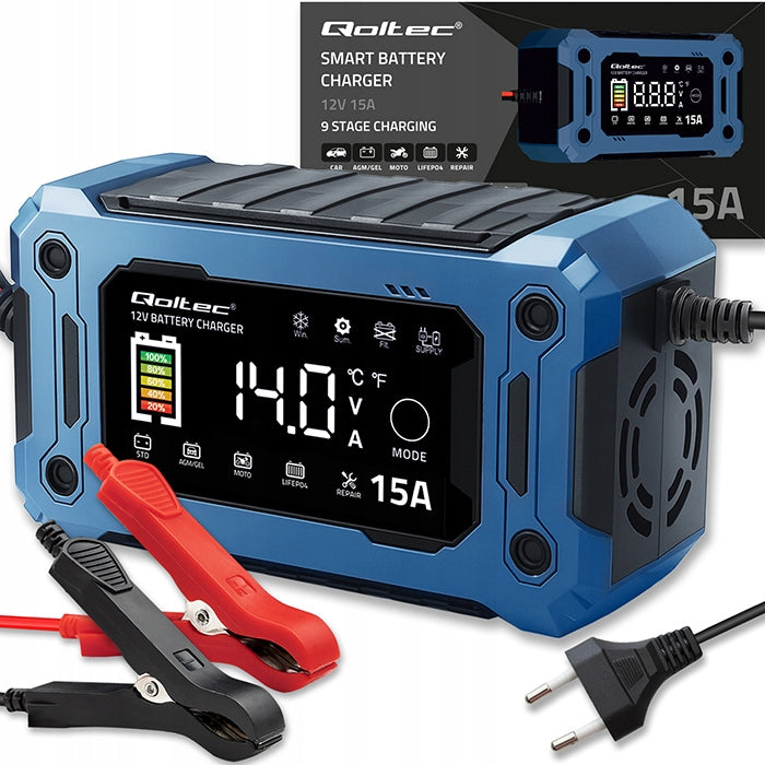 Rectifier 12V 15A AGM GEL LiFePO4 LCD Repair support Qoltec charger