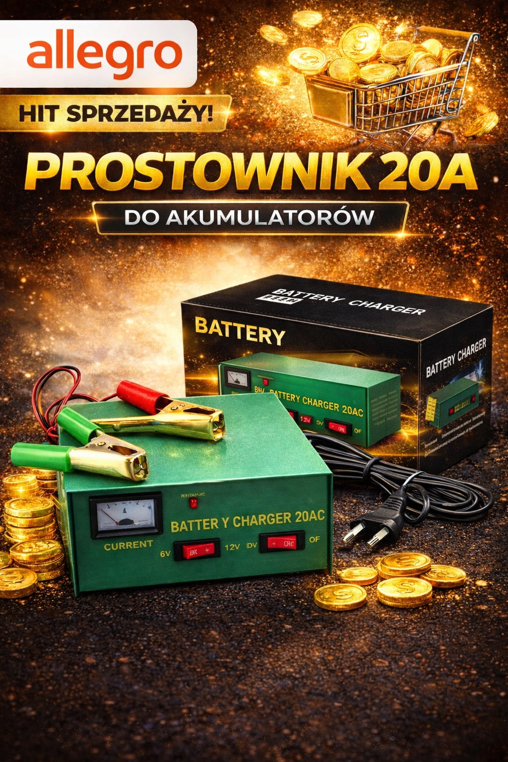 Rectifier Battery Charger 6V/12V Automatic 20A Simple Model Copper Packaging status original