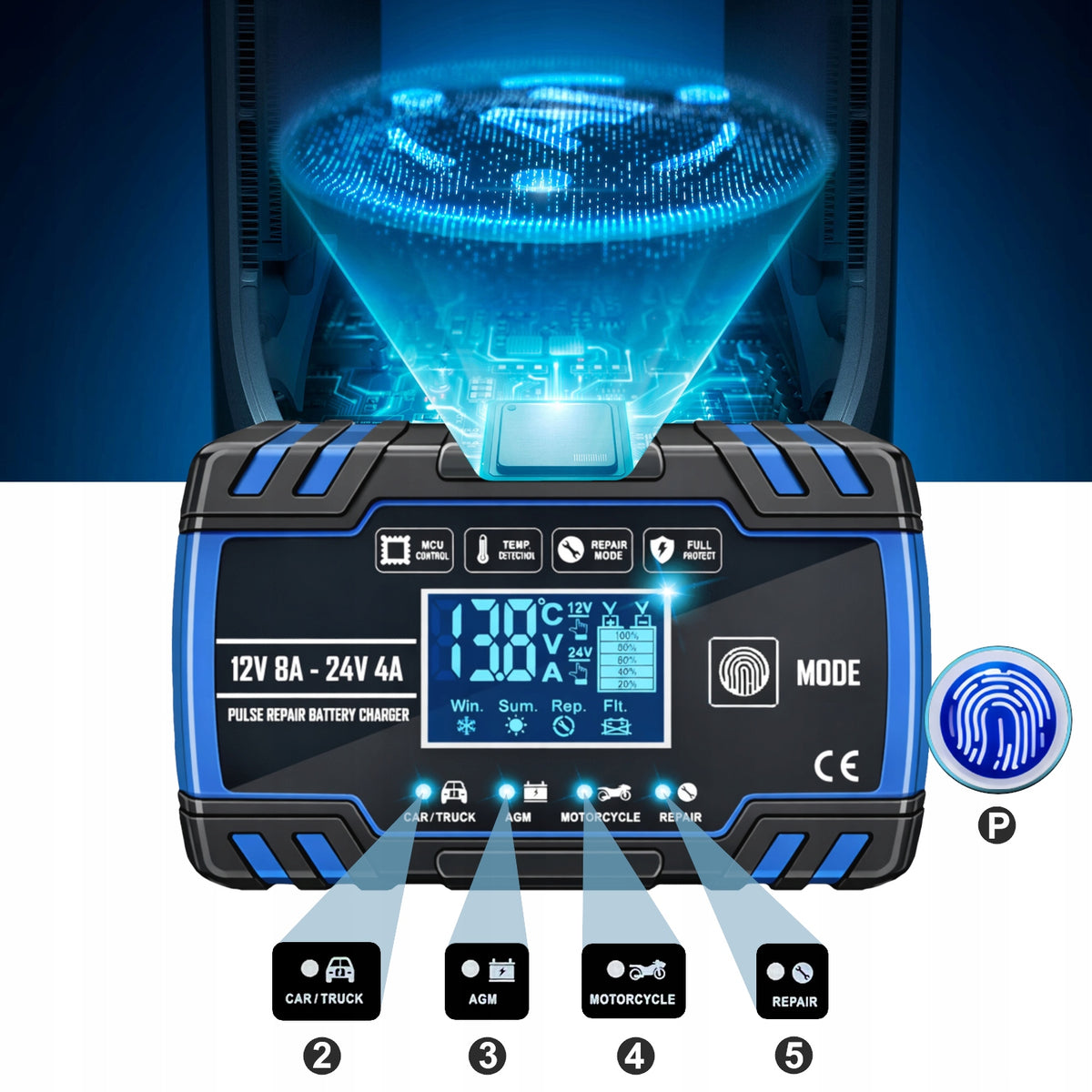 Rectifier for SMART 8in1 batteries with 12V 24V automatic repair function Packaging status original