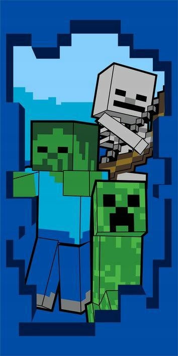 Minecraft Beware vonios rankšluostis, 70 x 140 cm