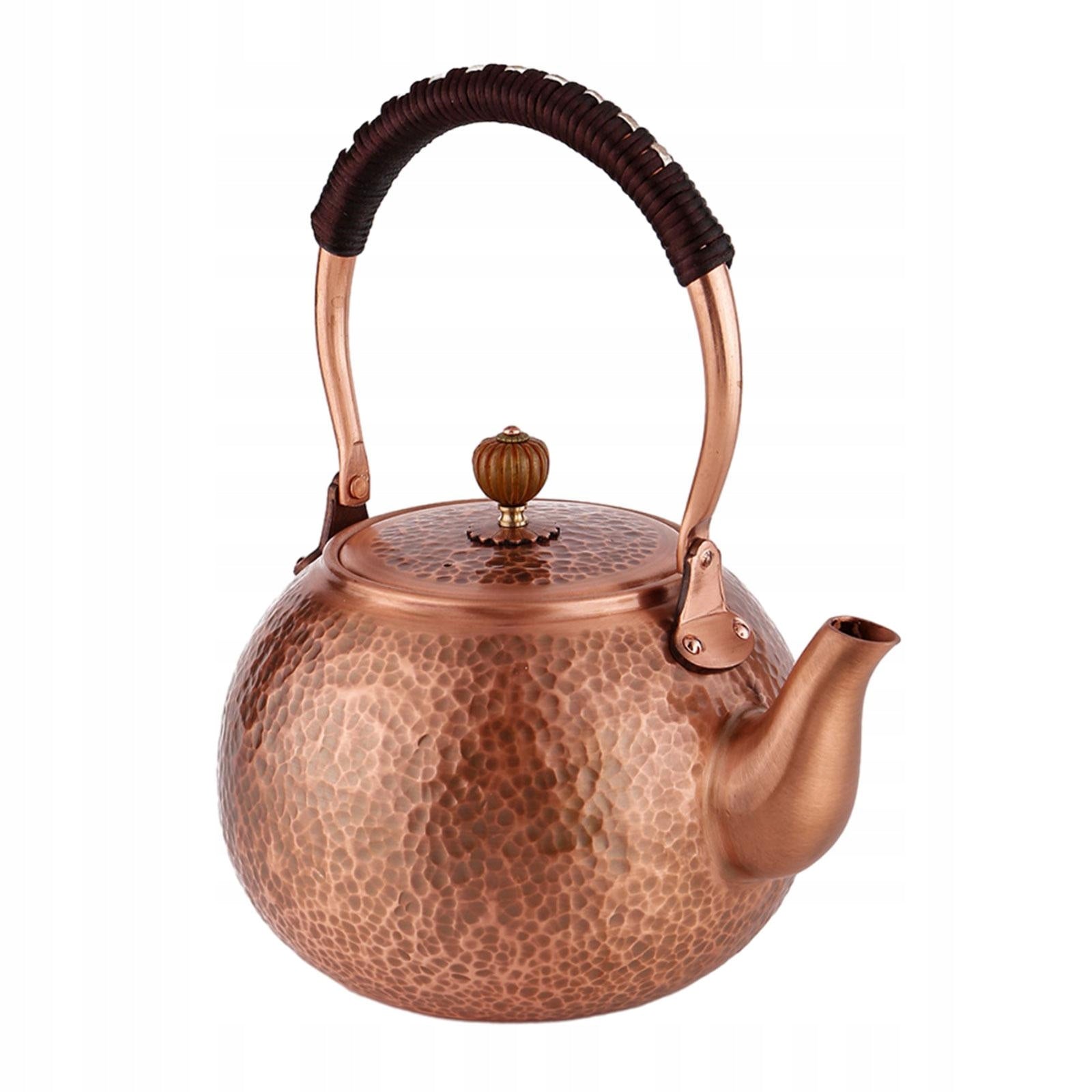 Red Copper Teapot Anti Scalding Handle Copper Retro Coffee Pot for Boiling Brand no brand