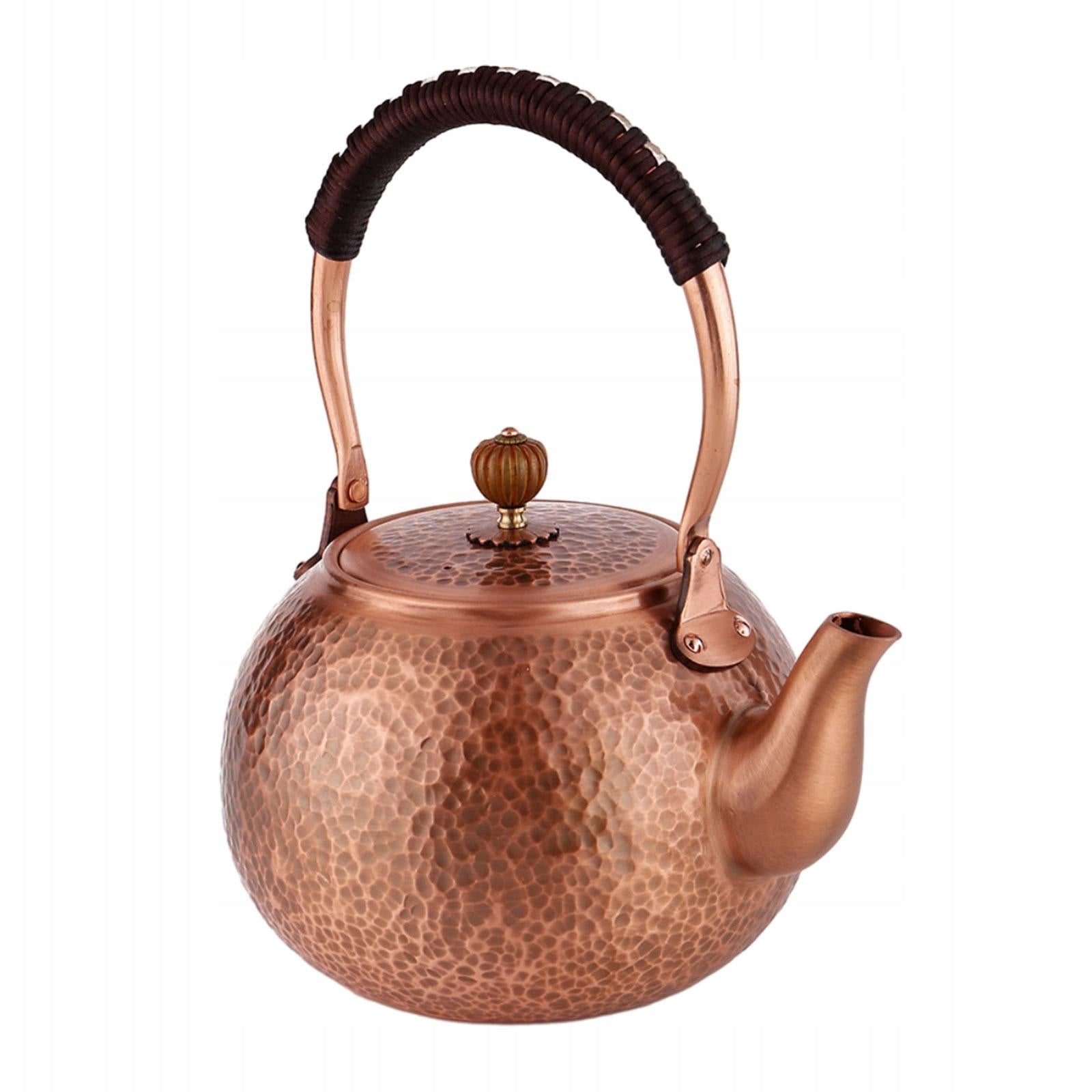 Red Copper Teapot Anti Scalding Handle Copper Retro Coffee Pot for Boiling