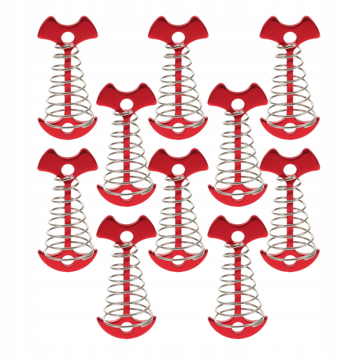 Red Fish Bone Tent Pegs Aluminum Camping Stakes for Windproof Setup