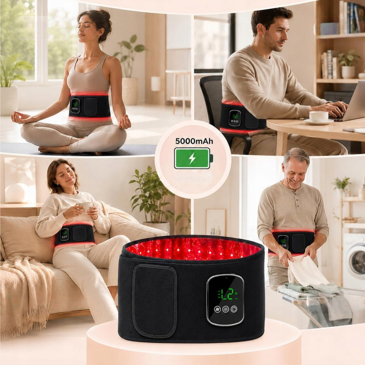 Red Light Therapy Belt for Body with Heat Vibration Timer for Pain Relief Brand CEEHOOM