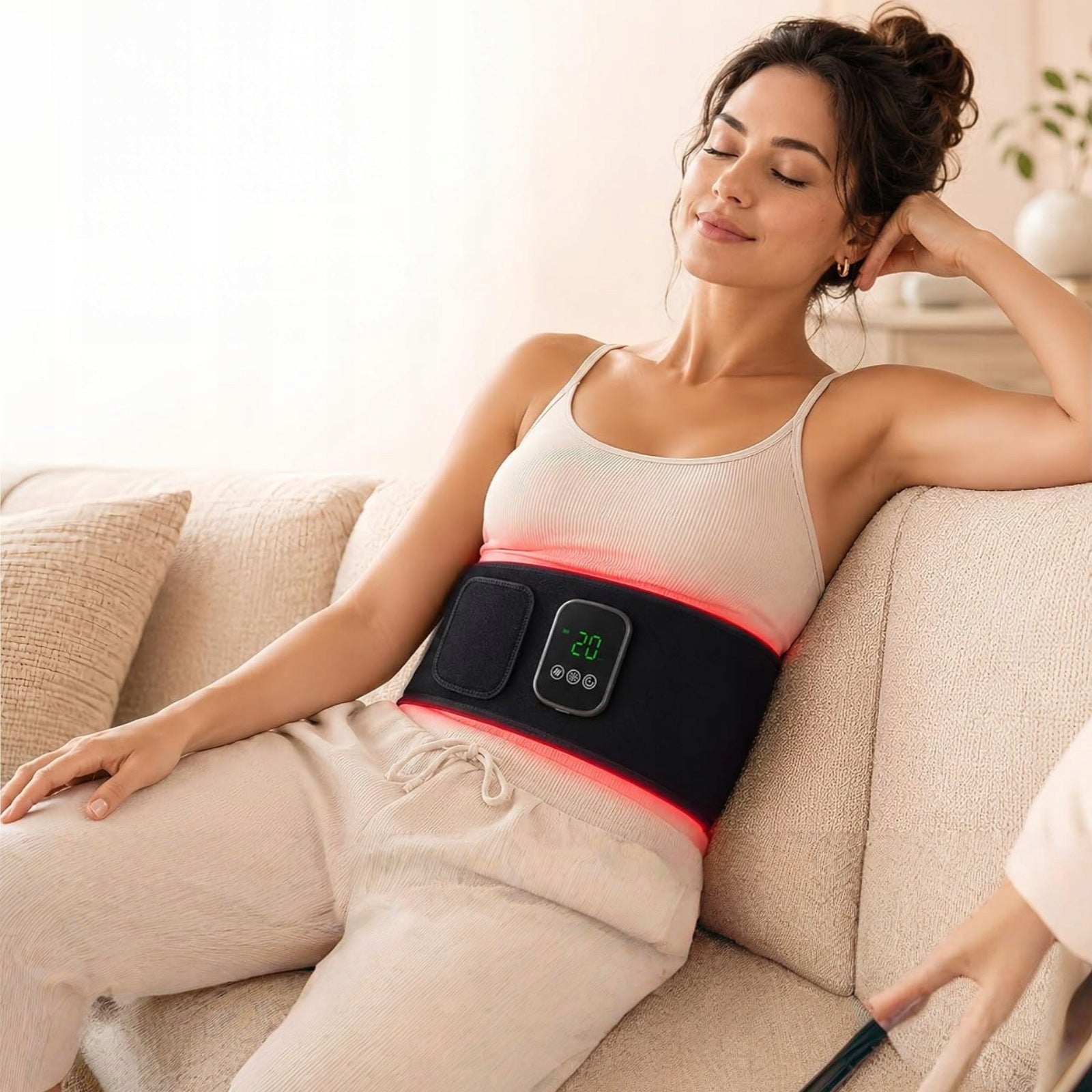 Red Light Therapy Belt for Body with Heat Vibration Timer for Pain Relief Manufacturer code EEE-PC-053