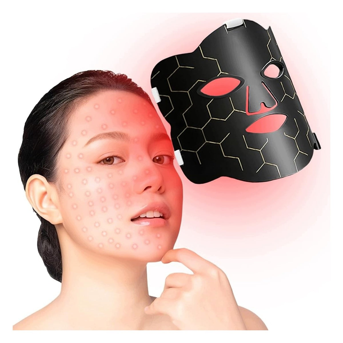 Red light face mask - with timer and 5 brightness levels