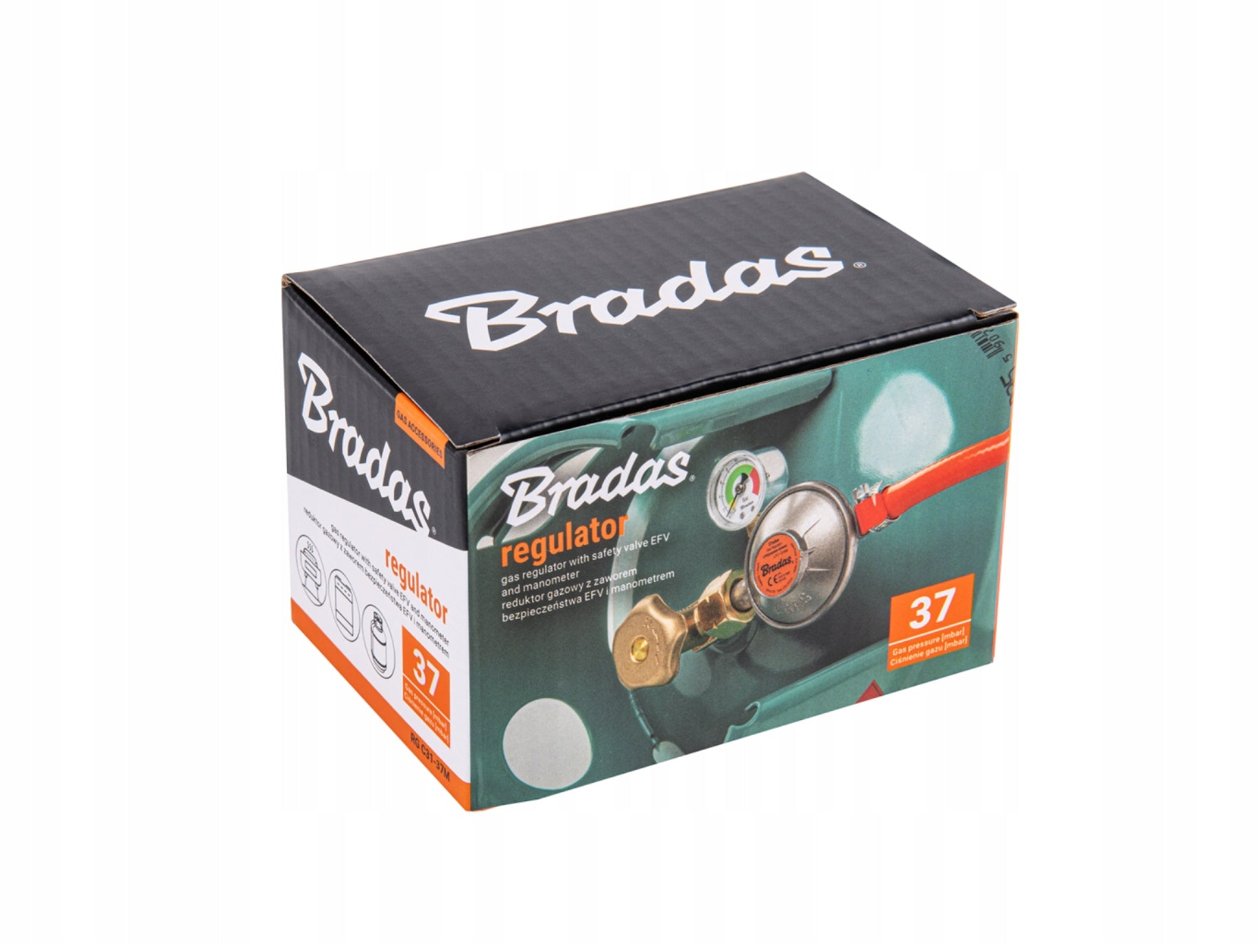 Reducer for gas cylinder Pressure gauge + EFV protection Brand Bradas