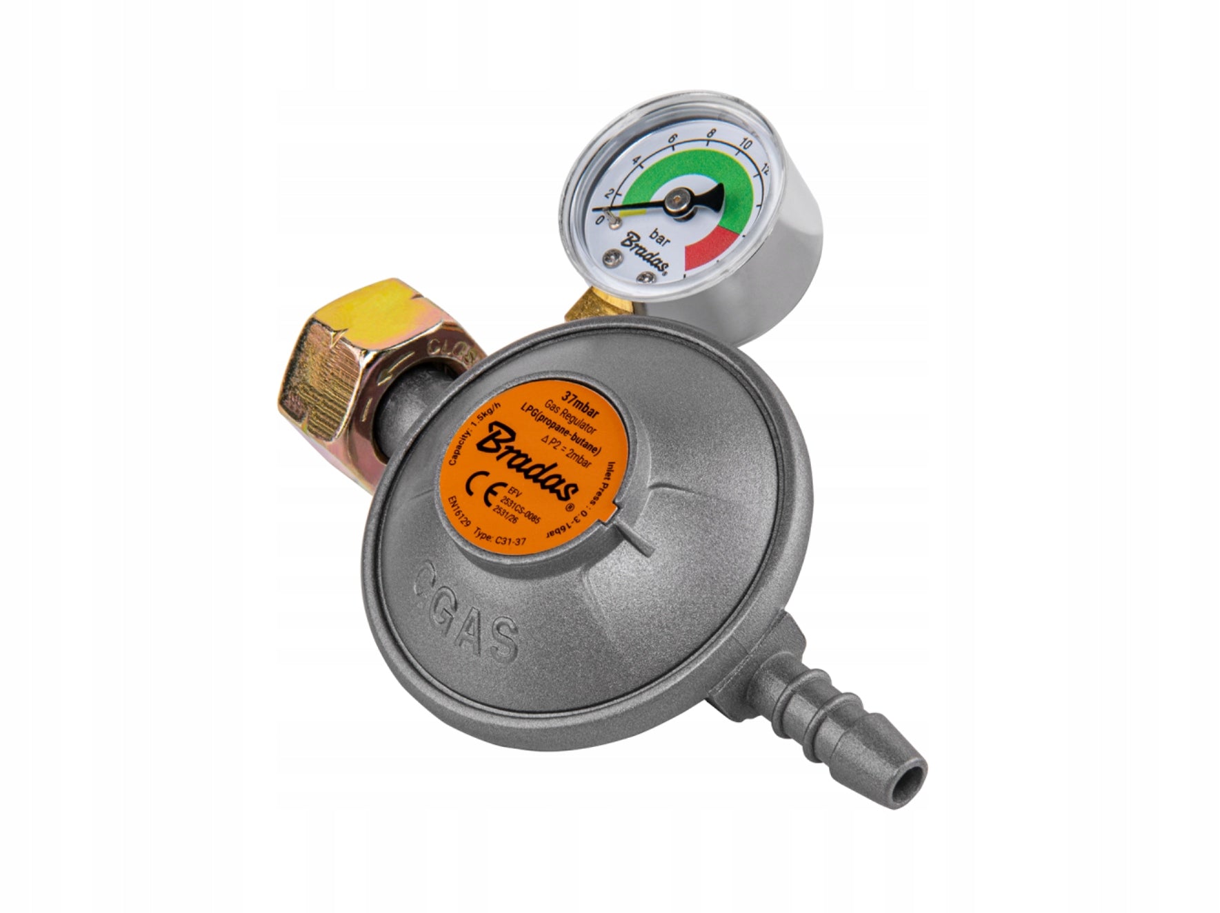 Reducer for gas cylinder Pressure gauge + EFV protection Manufacturer code RG C31-37M ID0114
