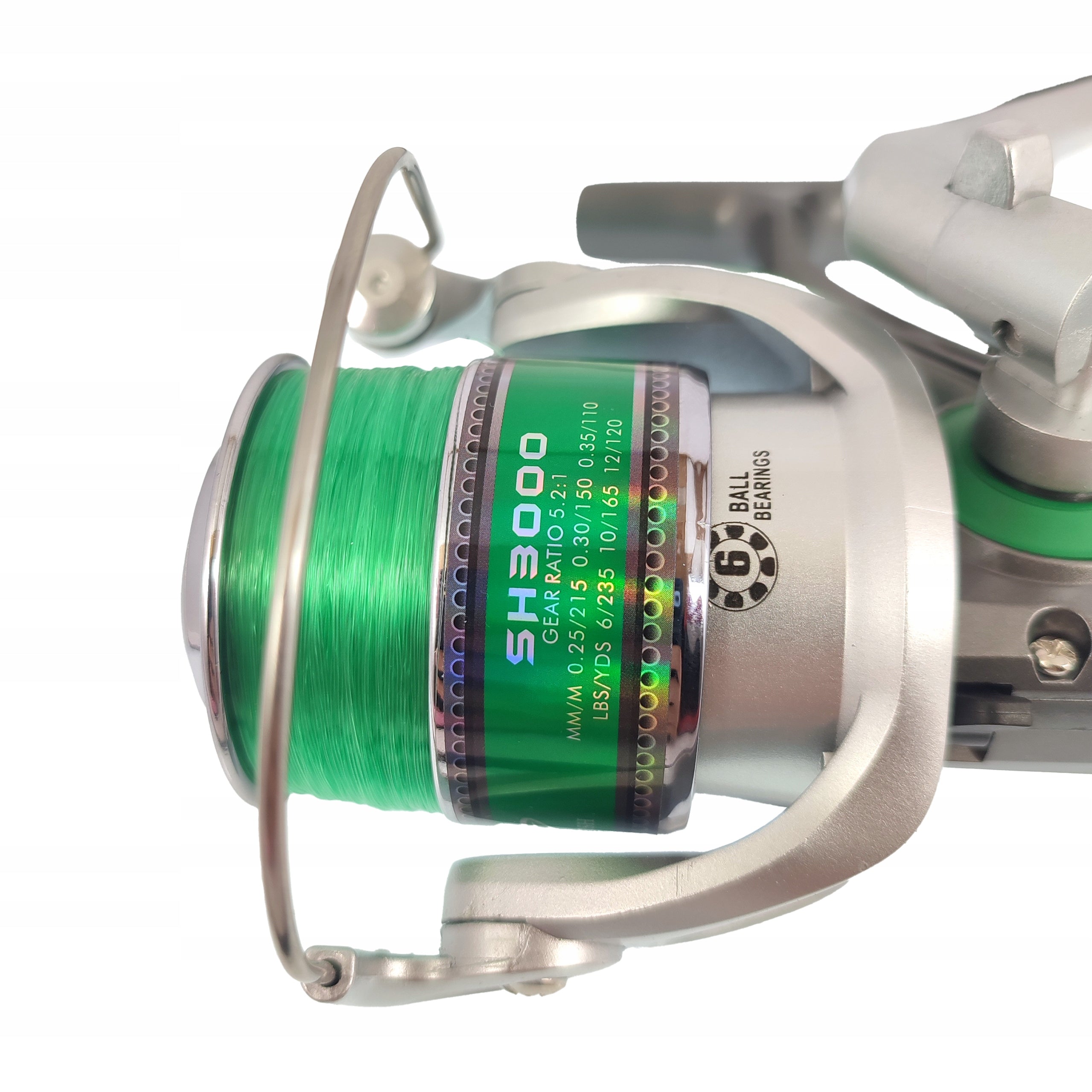 Reel SH3000 5.2:1 with Line 6 Bearings Rear Brake Miracle Fish Fishing method universal
