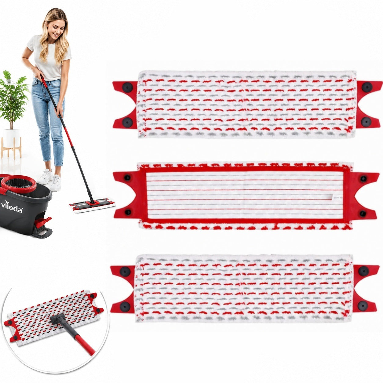 Refill for Flat Mop 3x Button Cover Absorbent Strong