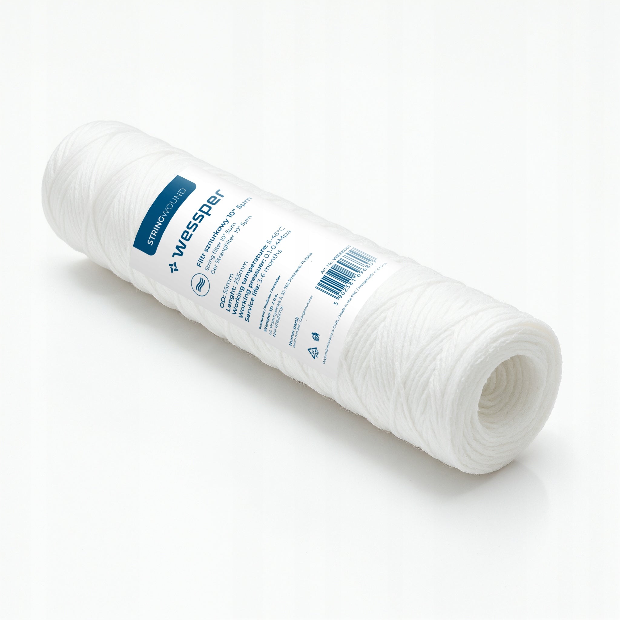Refill string filter for pre-filtration Wessper 10" 5 micron PP5 Manufacturer code WES6001