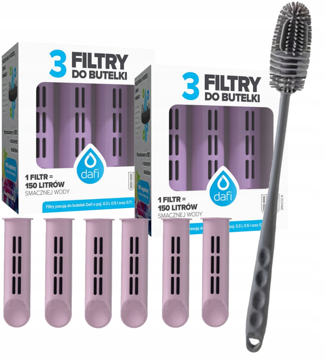Refills for filter bottle Dafi Soft Solid blueberry 6 pcs + toothbrush
