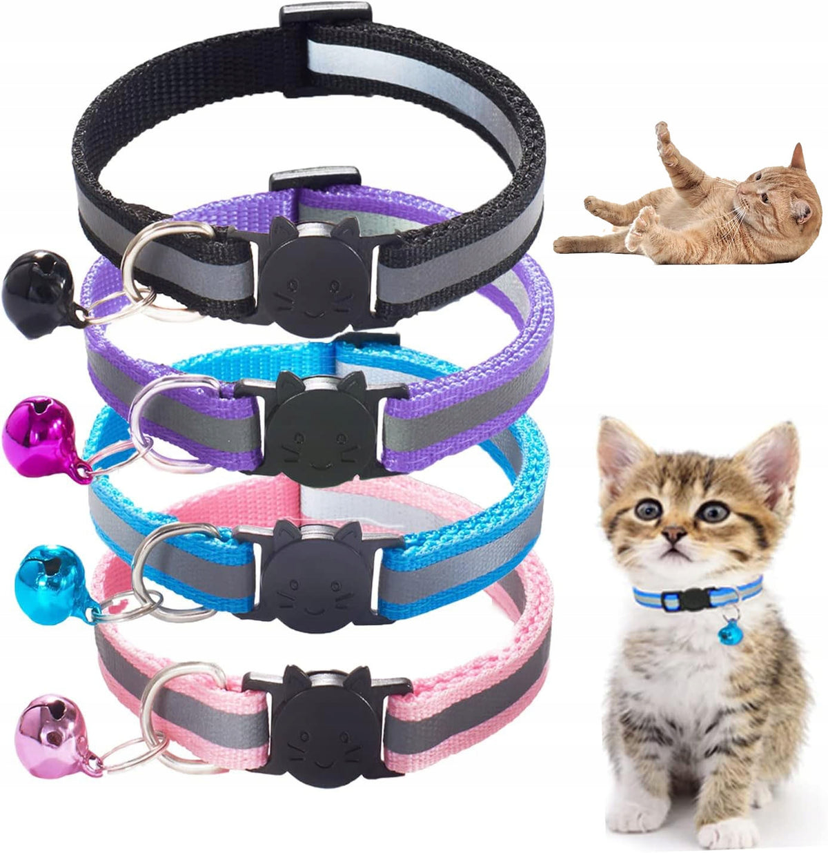Reflective Cat Collar, Adjustable Cat Collars with Bell(4
