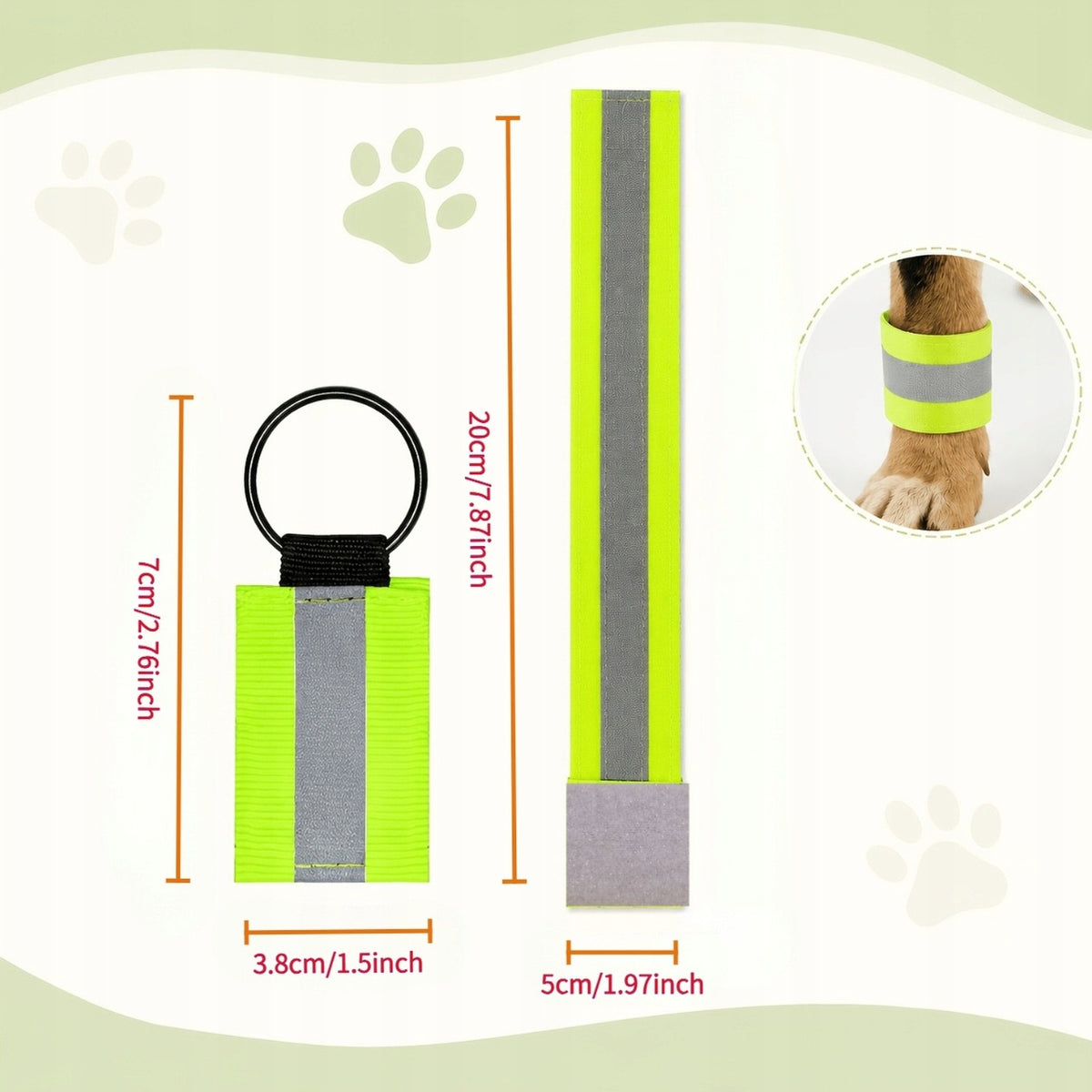 Reflective Cat and Dog Straps Adjustable Glow-in-the-Dark Reflectors Packaging status original