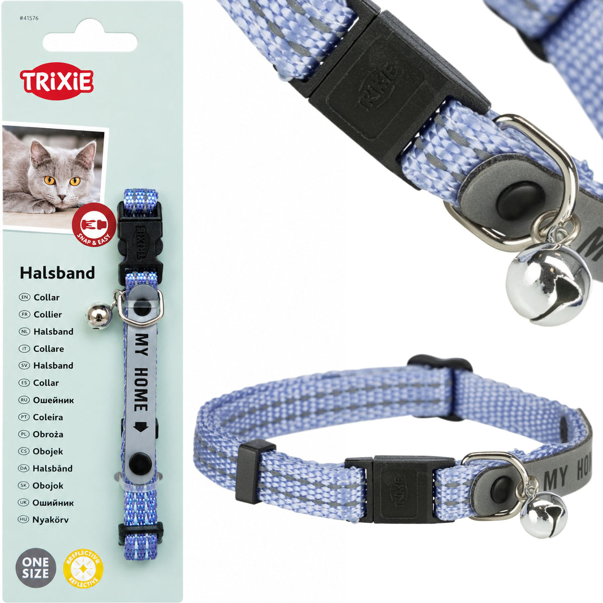 Reflective Collar for Cat Trixie with Address Card and Tinker Bell 20-30cm Colors