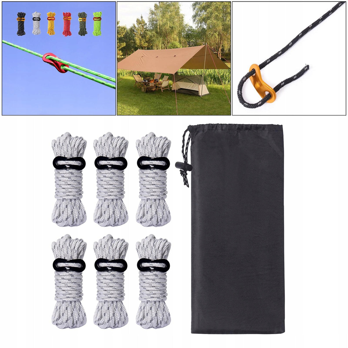 Reflective Guyline Rope, Tent Nylon Cord with Rope Adjuster for White Manufacturer code figatia-66030327