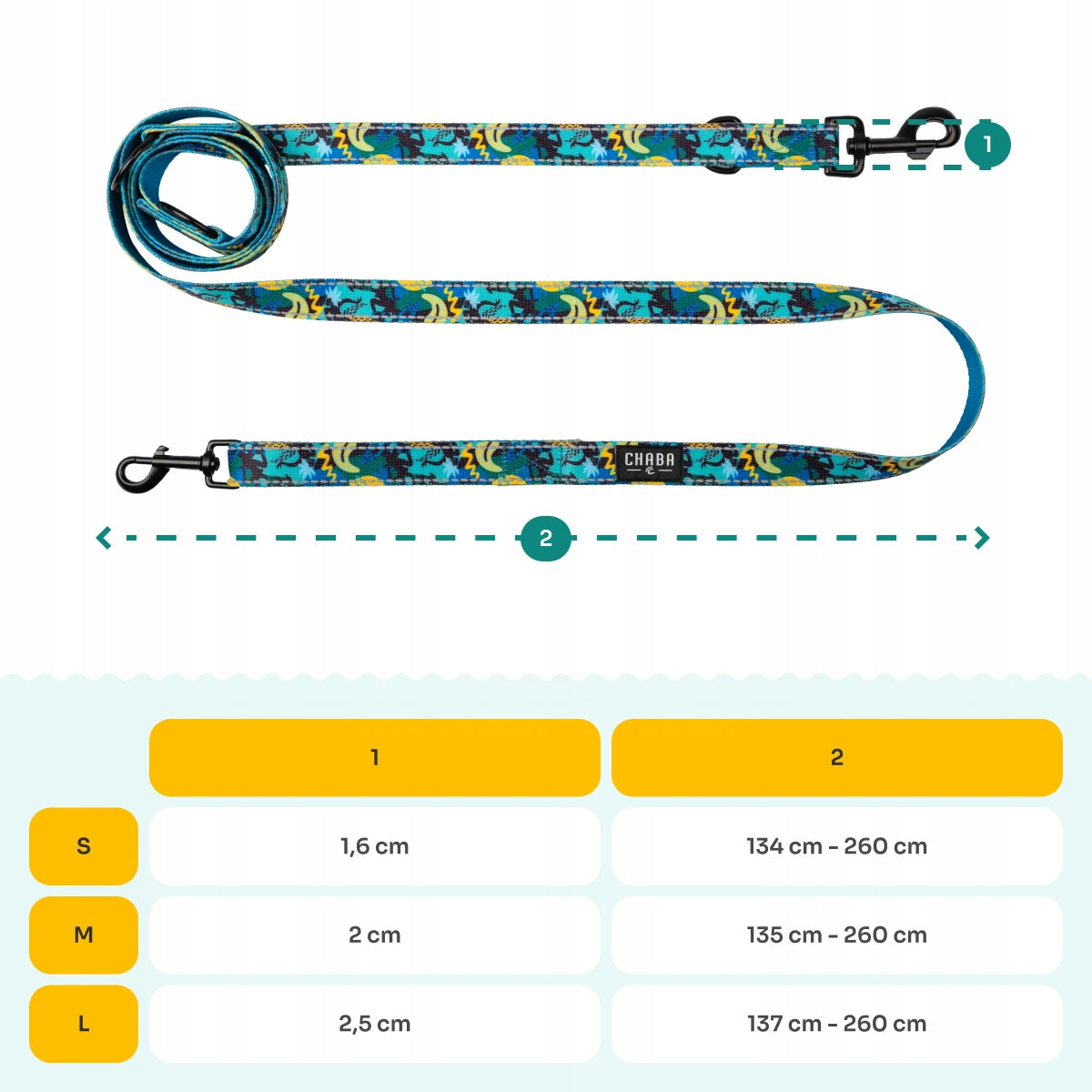 Reflective Lanyard For Dog 260 cm CHABA | Pattern Carnival | Kind detachable