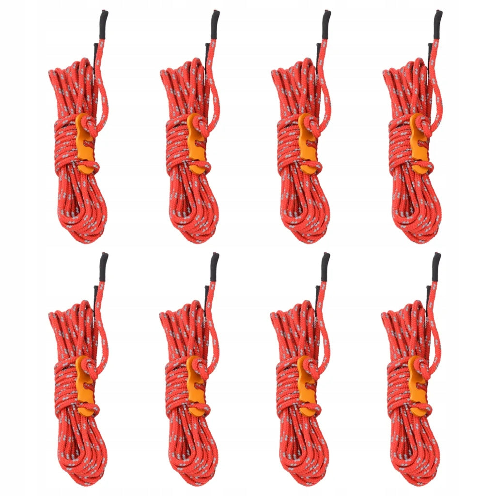 Reflective TENT LINKS with Tension Tensioner 4 m 4 mm Red 8 pcs