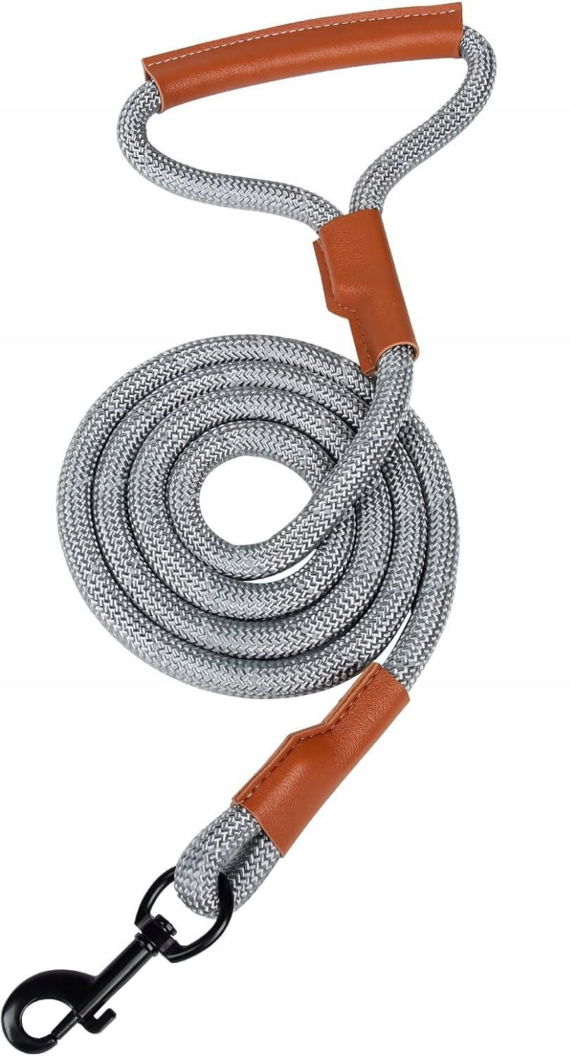 Reflective dog leash with leather handle 150 cm DURABLE Manufacturer code Snocyo Odblaskowa smycz