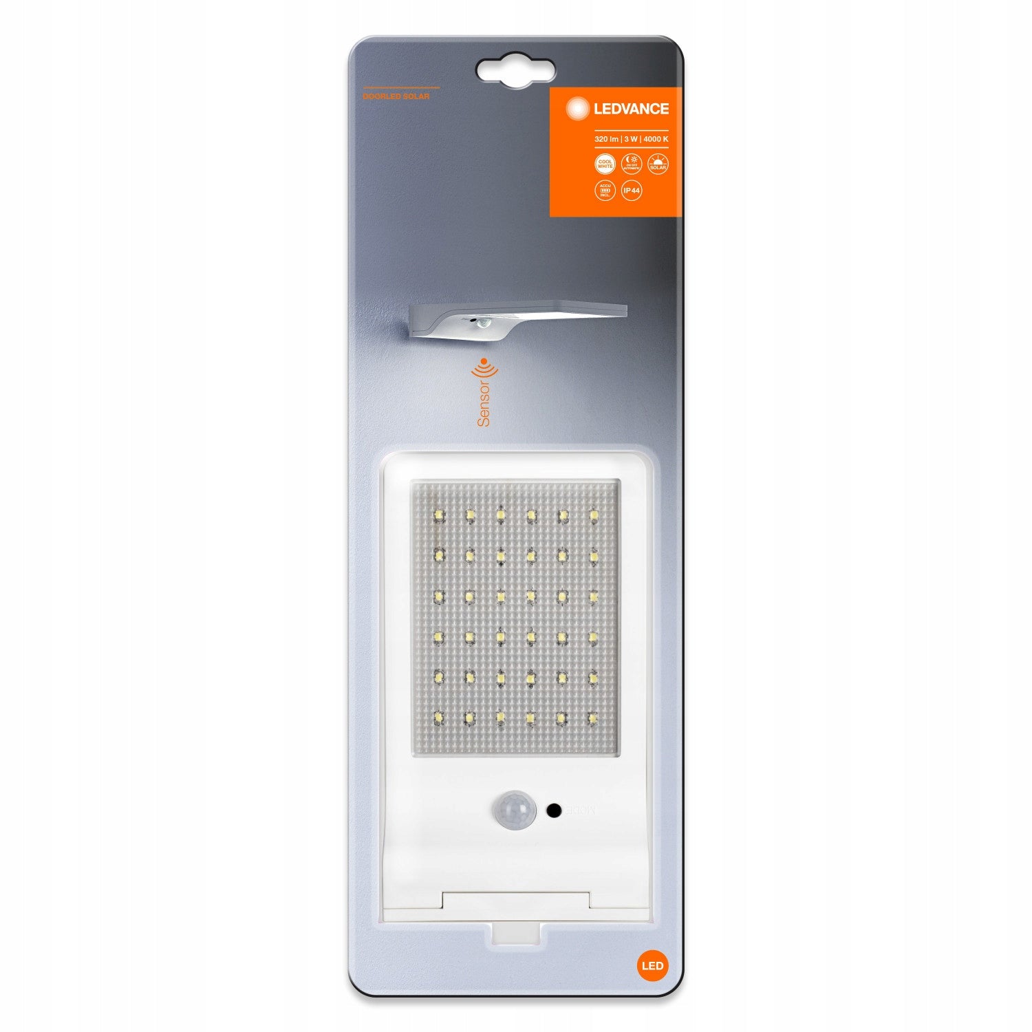 Reflektor LED so solárnym panelom+PIR LEDVANCE DOORLED WHITE Color temperature 4000 K
