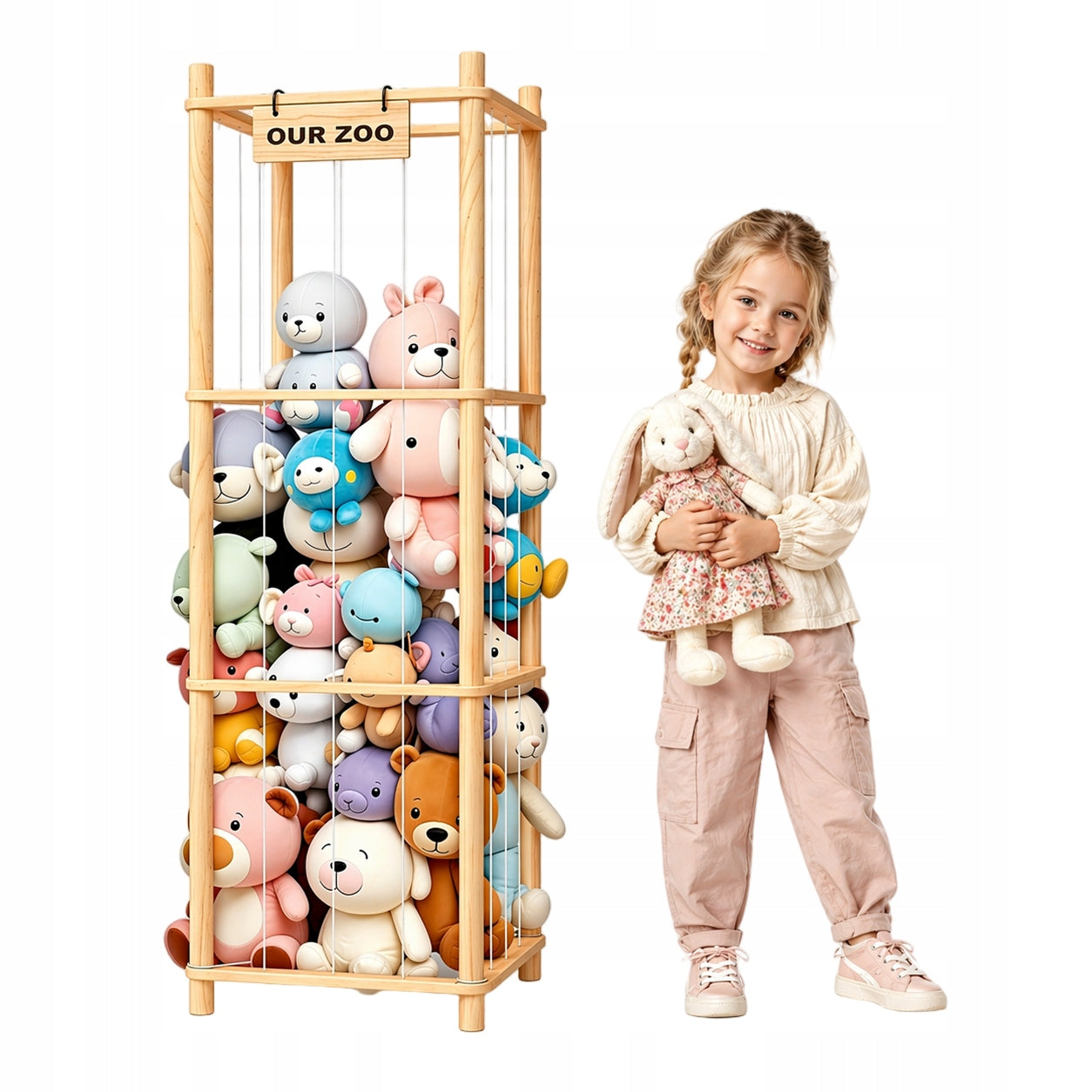 Regal Toy Basket Plush Organizer Container Stand Wooden Large