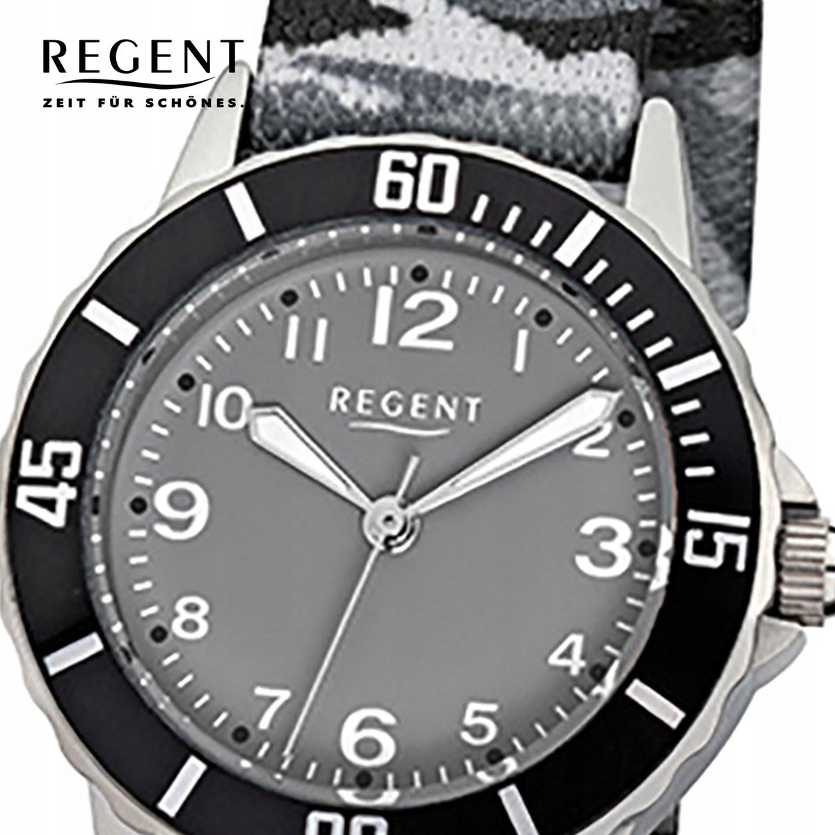 Regent textile childrens watch quartz watch strap grey black URF941 Brand Regent