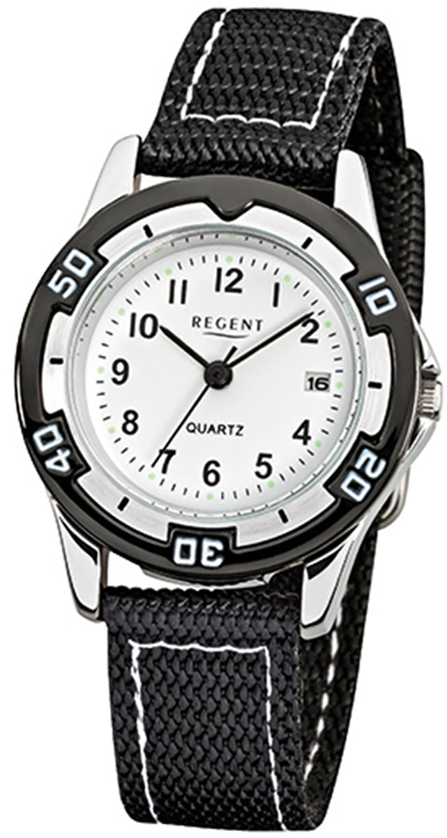 Regent textile fabric childrens watch quartz watch bracelet black URF318