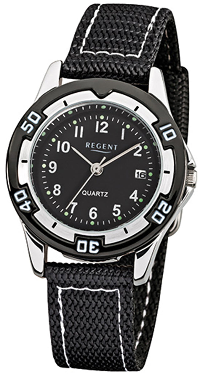 Regent textile fabric childrens watch quartz watch strap black URF317