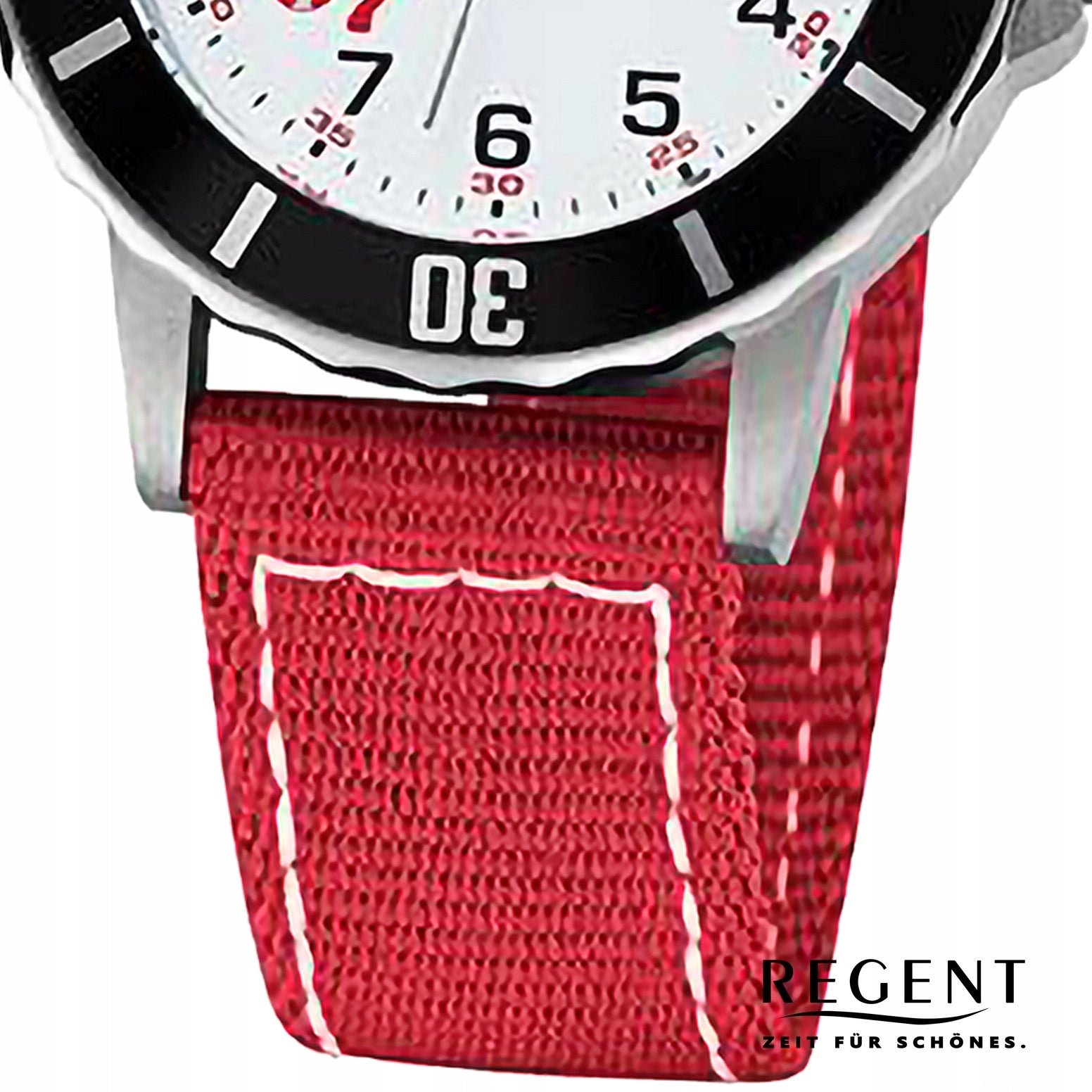 Regent youth wristwatch analog textile strap red white URF1376 Gender unisex