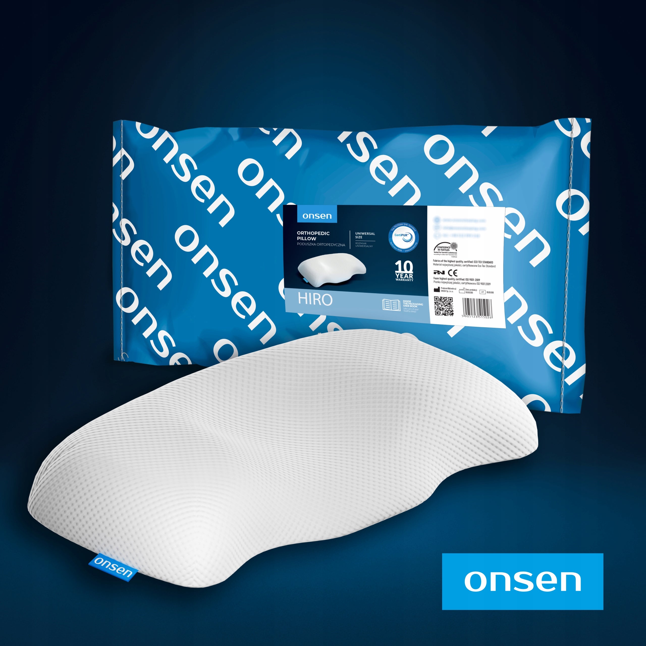 Rehabilitation orthopedic pillow made of flexible Hiro foam from ONSEN EAN (GTIN) 5905123515026