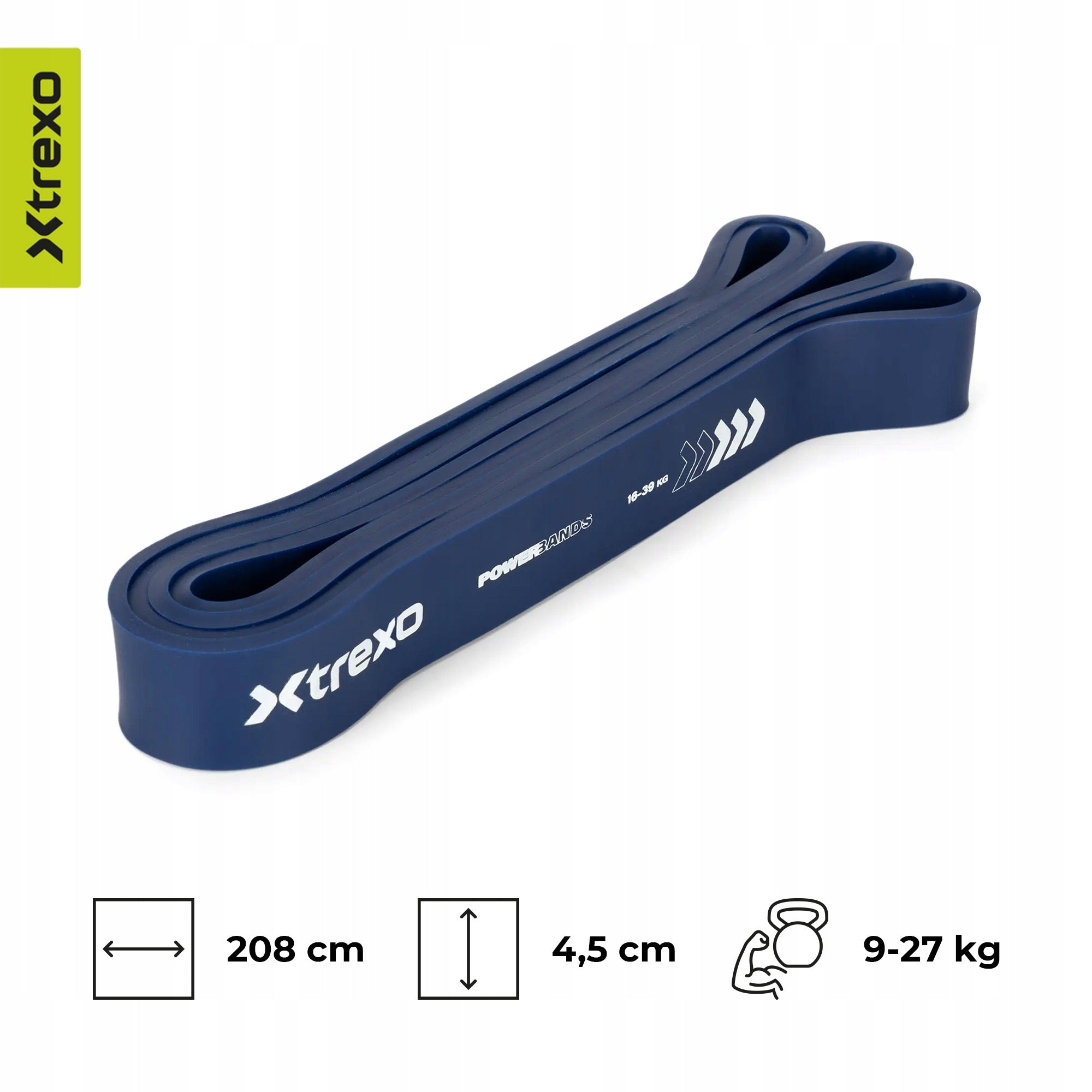 Rehabilitation rubber XTREXO RESISTANCE 16-39 KG 3/5 FOR FITNESS TRAINING EXERCISES Manufacturer code XTO-B5C040-NY