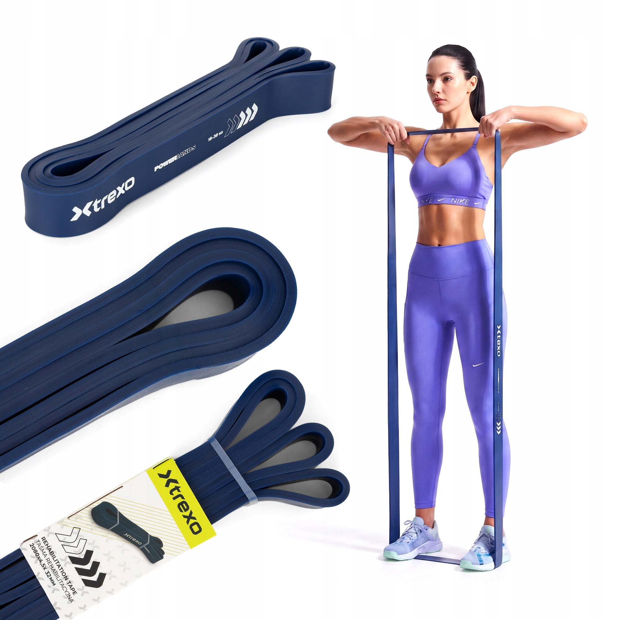 Rehabilitation rubber XTREXO RESISTANCE 16-39 KG 3/5 FOR FITNESS TRAINING EXERCISES