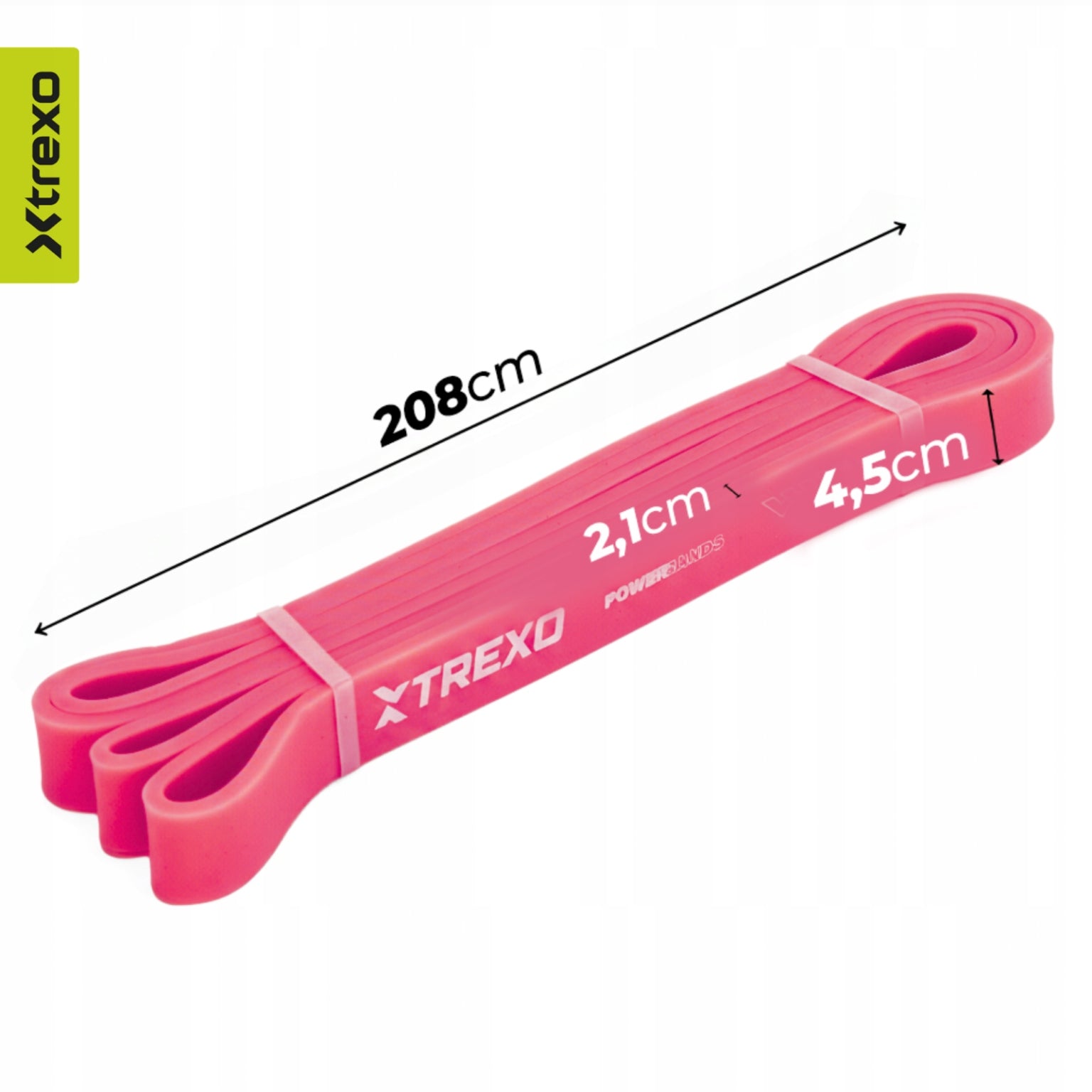Rehabilitation tape XTREXO 2-4 kg pink 2000 x 15 x 0.4 mm HIGH QUALITY Brand Xtrexo