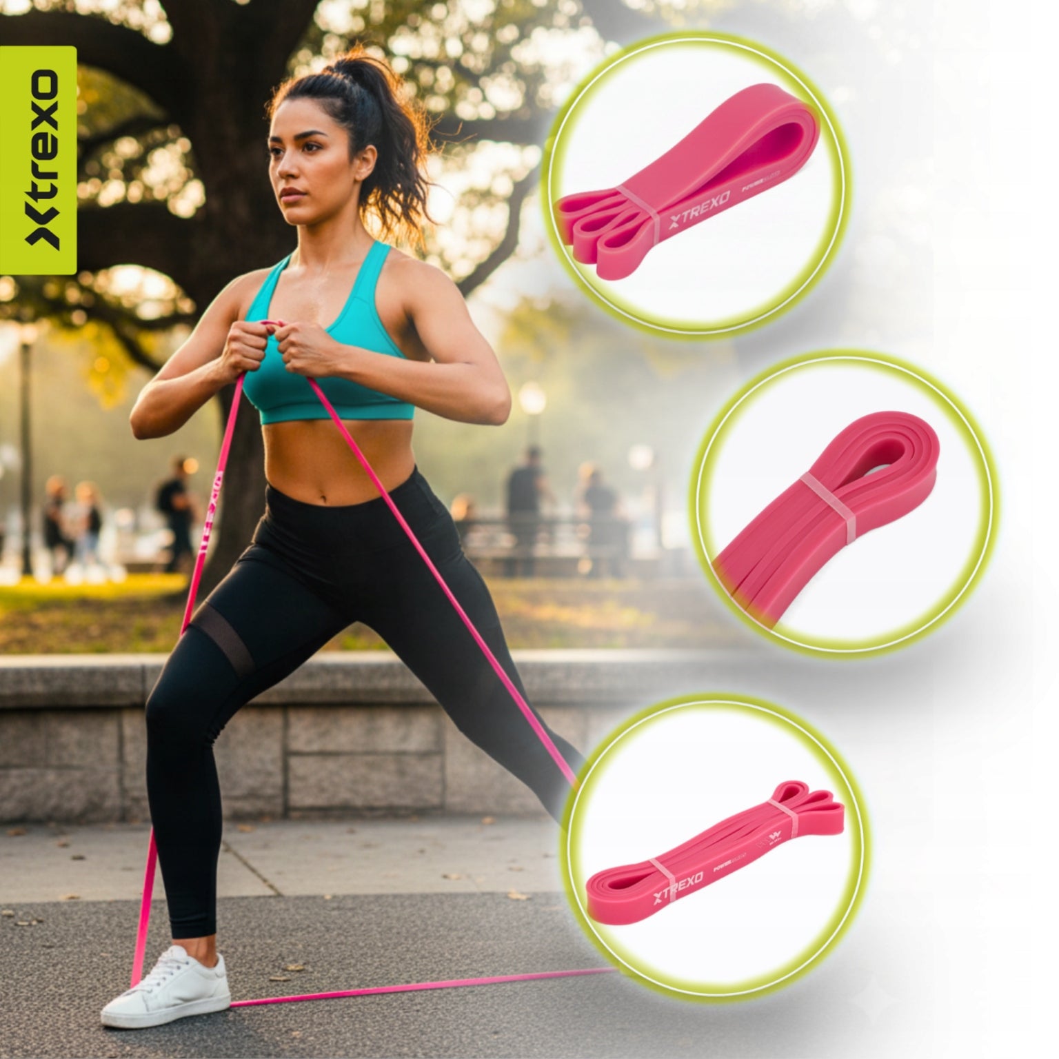 Rehabilitation tape XTREXO 2-4 kg pink 2000 x 15 x 0.4 mm HIGH QUALITY Color pink