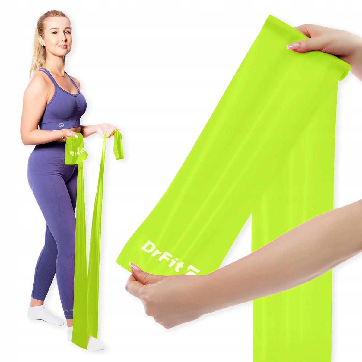 Rehabilitation tape latex rubber resistance green 2,2 kg