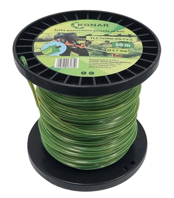 Reinforced line star 2,7mm x 50m cutting for trimmers reinforced Manufacturer code TL2.7x50m-DS-TY-S