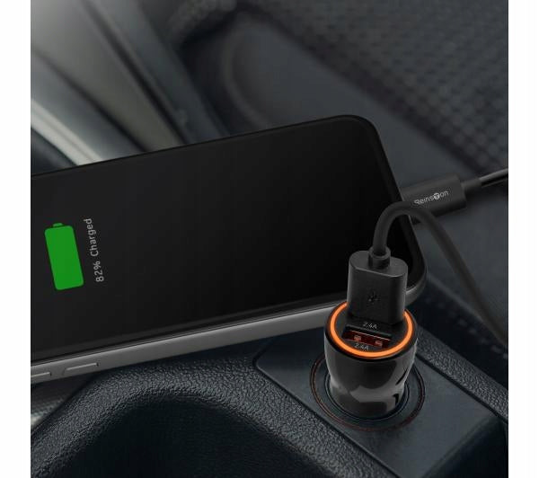 Reinston car charger 2x USB 2.4A 12/24V Color black