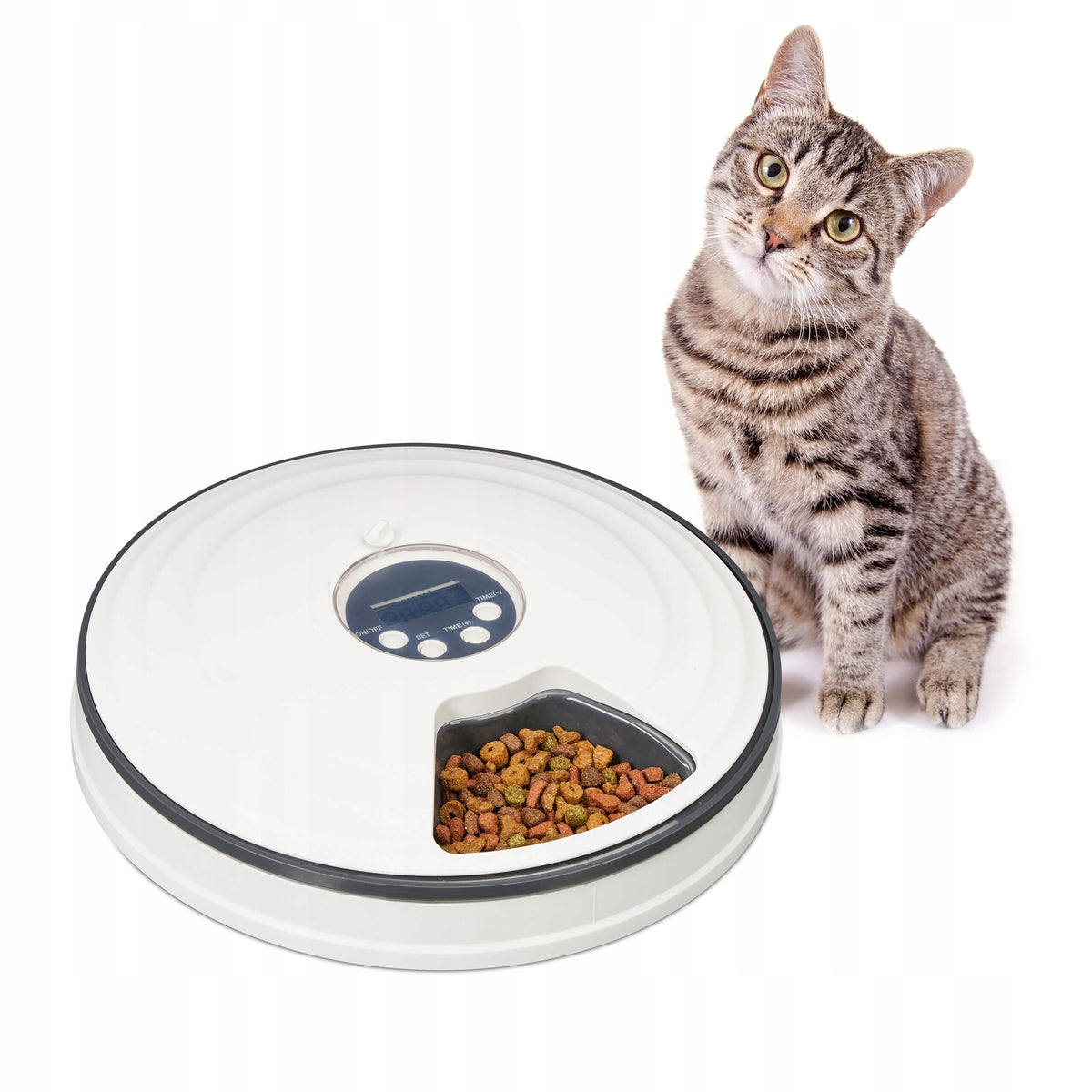Relaxdays Cat feeder, up to 6 servings, H x