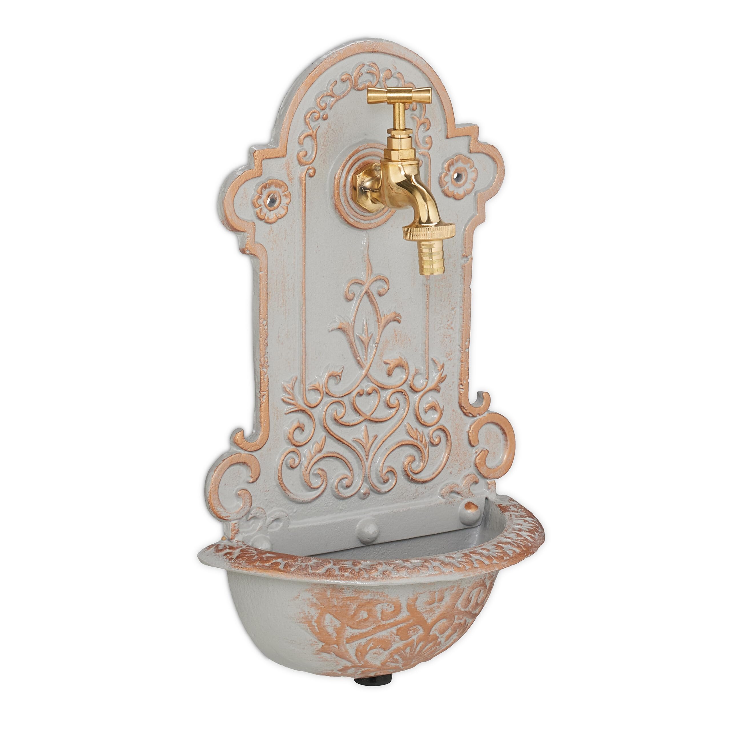 Relaxdays Wall Fountain Antique Design Sink and Faucet for Garden