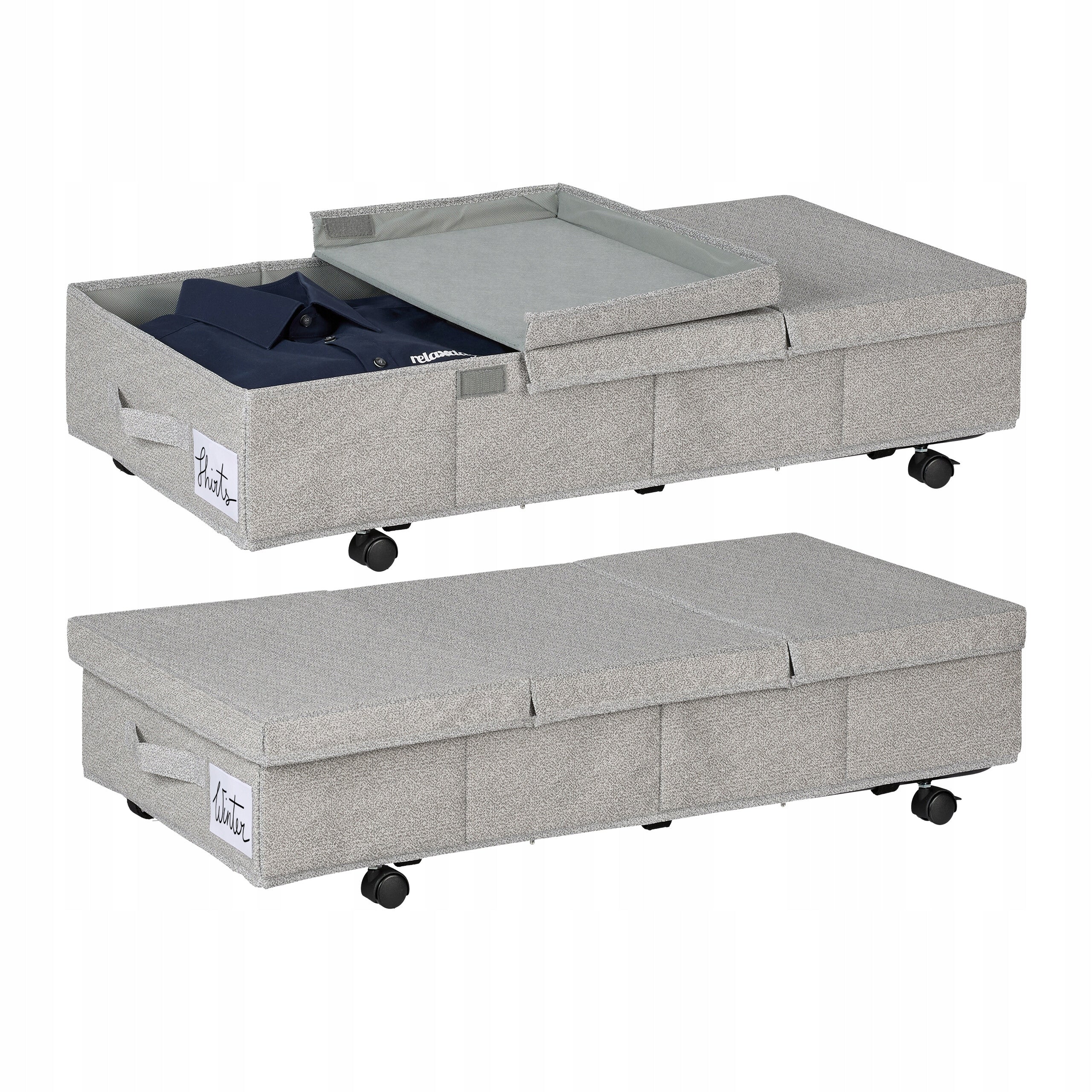 Relaxdays box on wheels for bed organizer Chest of drawers for bed 50l 2 pcs