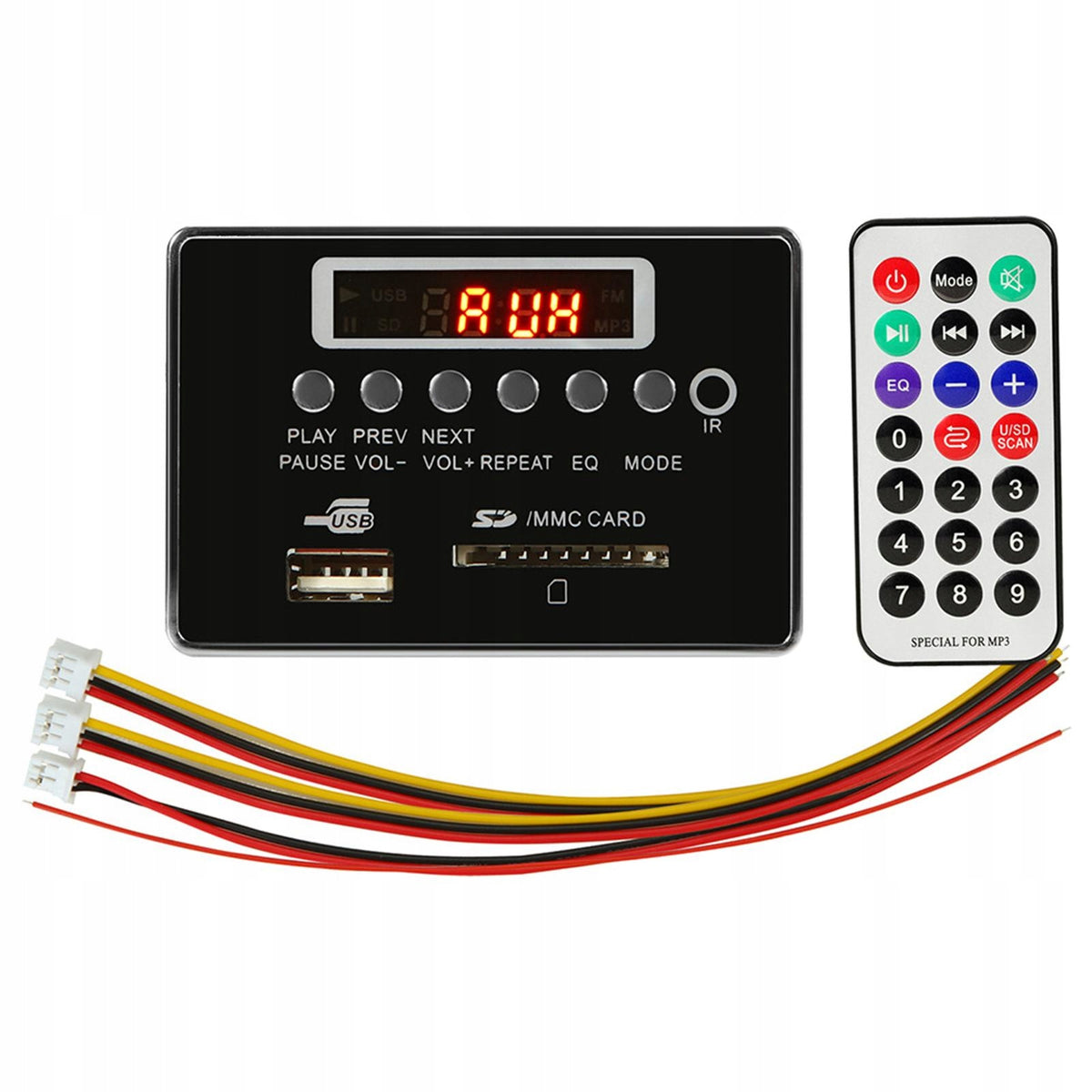 Remote Bluetooth Audio Module 5V/12V FM AUX Radio Audio Receiver 12V Black