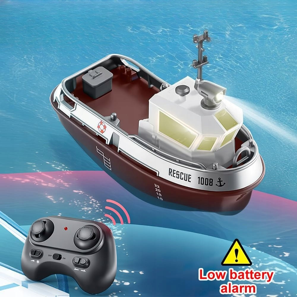 Remote Control Boat with LED Lights, 2.4Ghz RC Boat, Waterproof Packaging status original