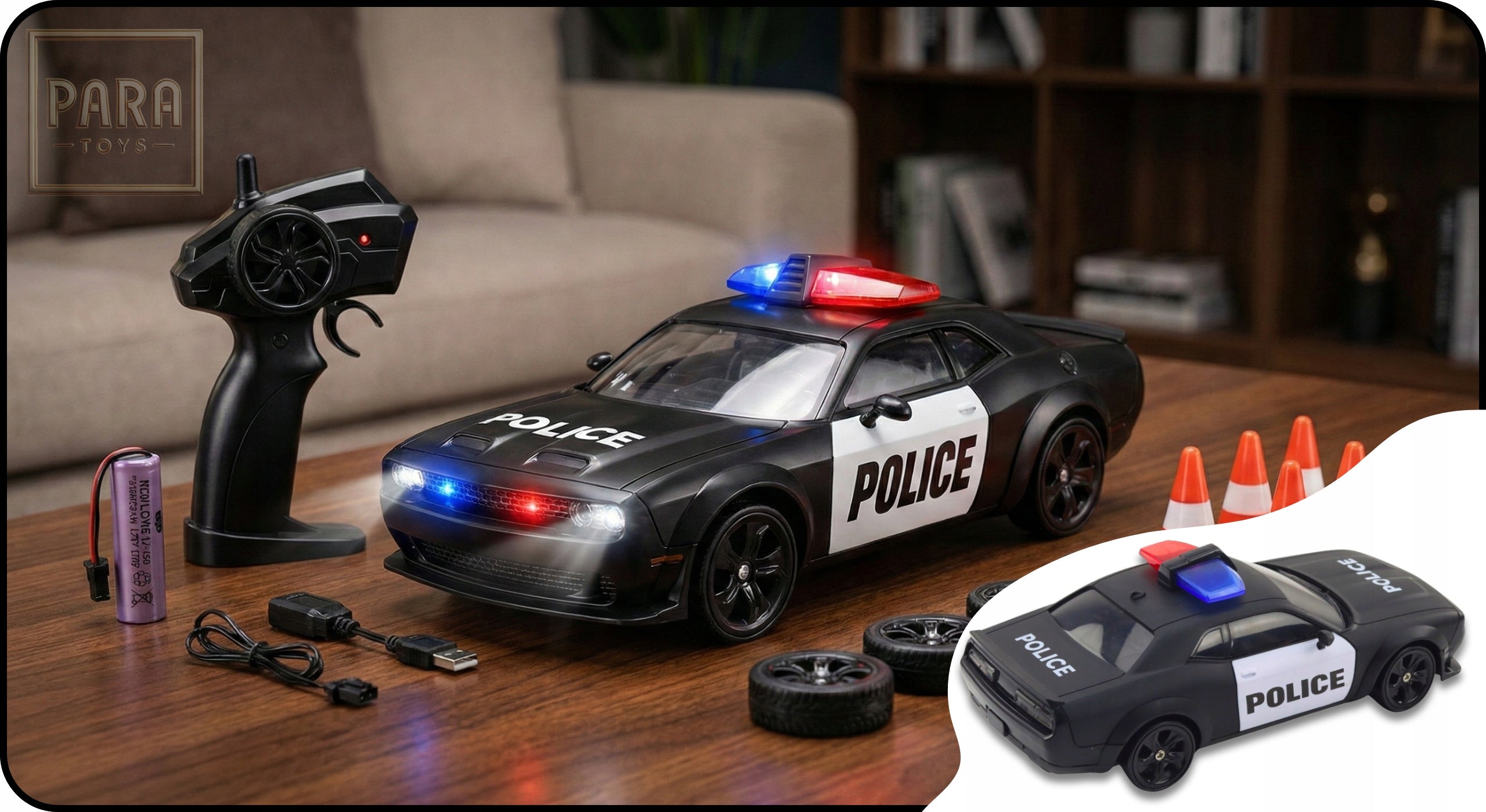 Remote Control Car Police Auto Remote Controlled 4x4 For Drift Off-Road RC Manufacturer code Samochód do driftu II 4WD 1:24 biały czarny