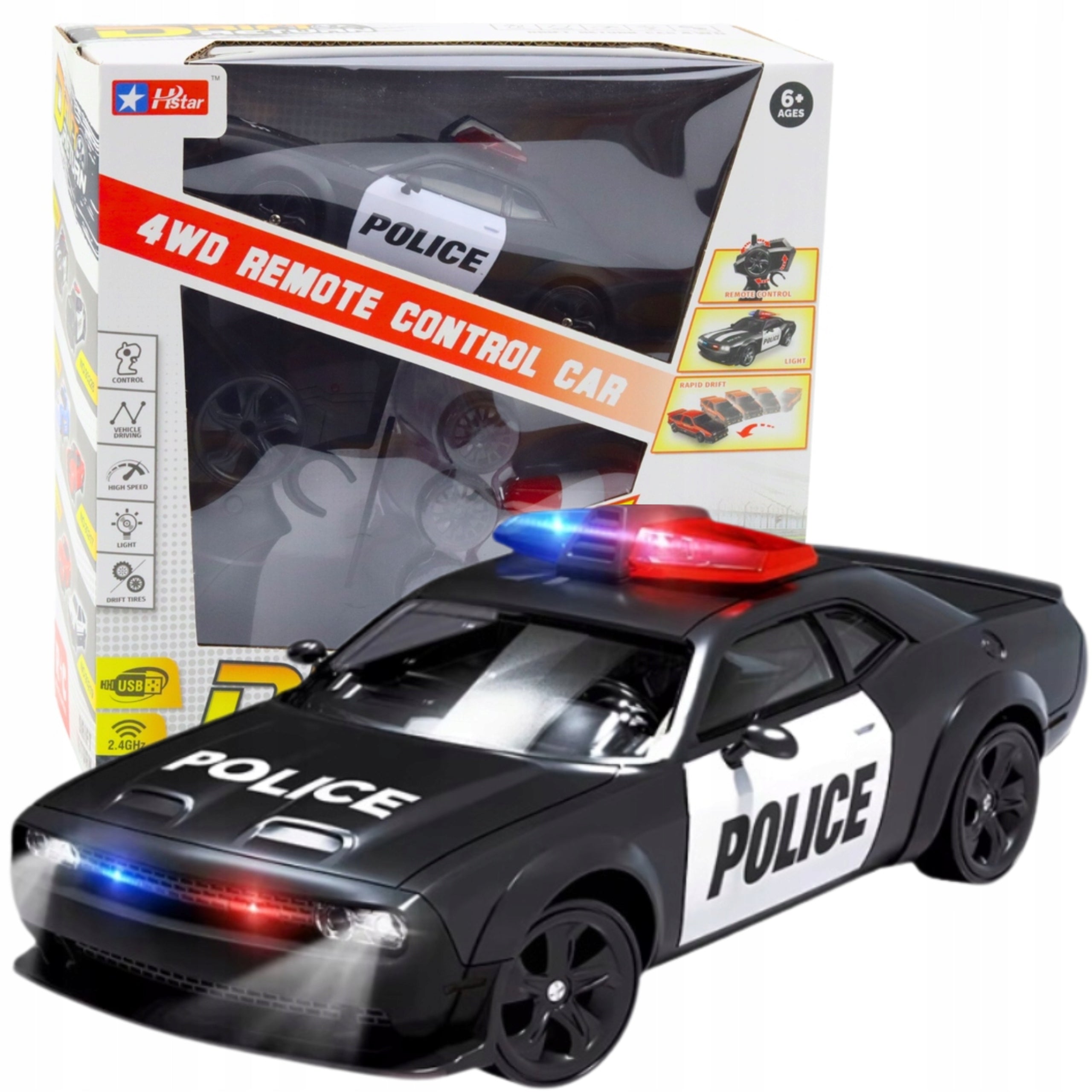 Remote Control Car Police Auto Remote Controlled 4x4 For Drift Off-Road RC