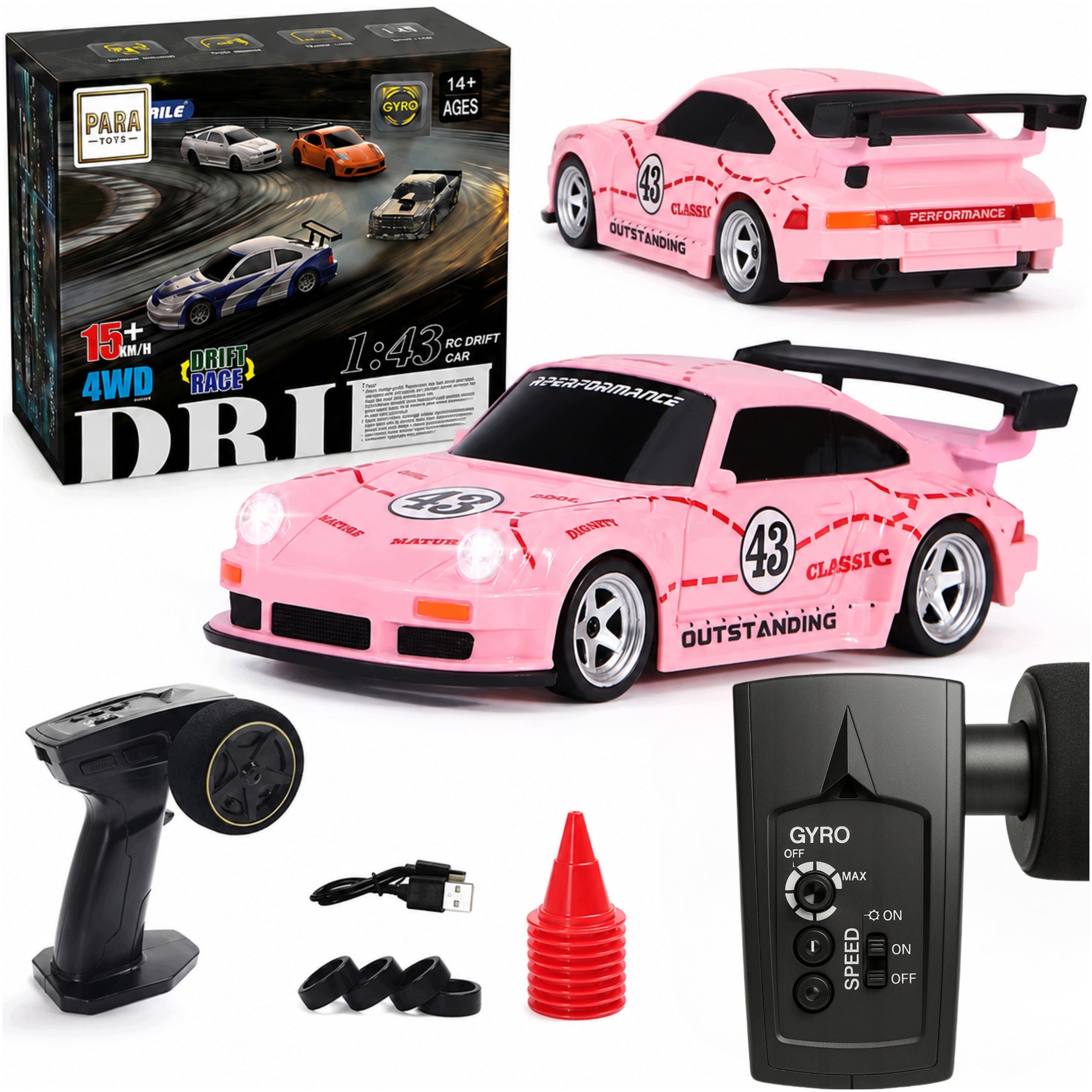 Remote Control Car for Girls with Gyroscope, Pink Drift Set