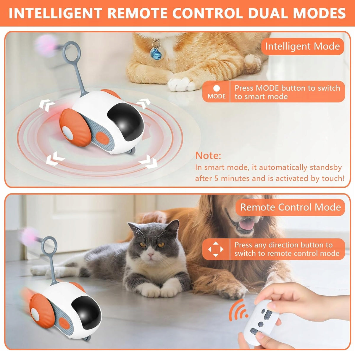 Remote Control Smart Electric Cat Toy Car Interactive Cat Toy USB Recharge Brand no brand