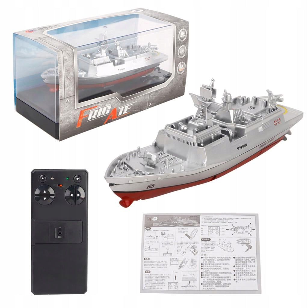 Remote Control Watercraft RC Micro Boat Toy FRIGATE Navy Ship 2.4GHz Color black